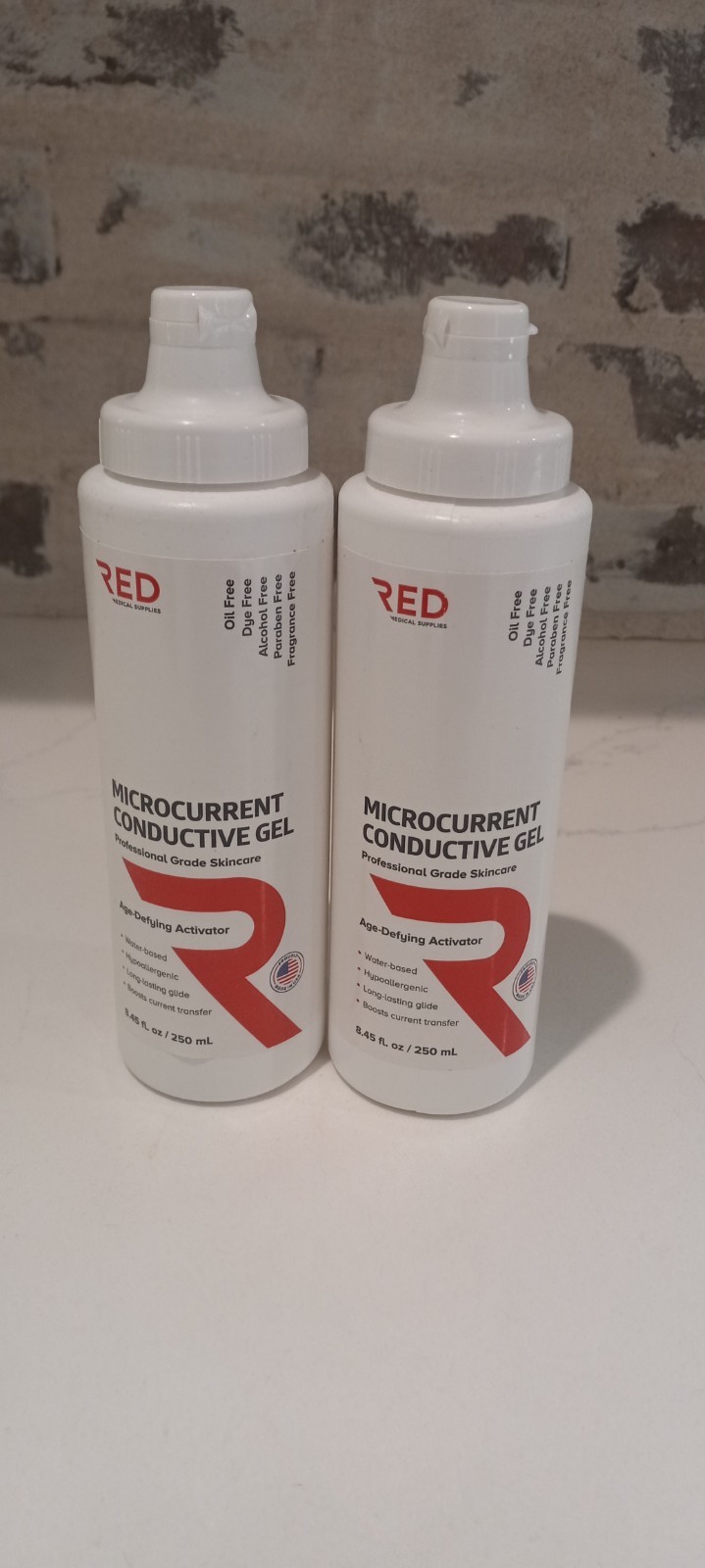 2 Two New Red Microcurrent Conductive Gel Hypoallergenic 8.45 Oz 250ml each.