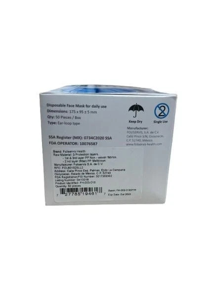 40 Box (2000pcs) Blue 3-Ply Disposable Face Masks This Item Is Expired Oct 2023