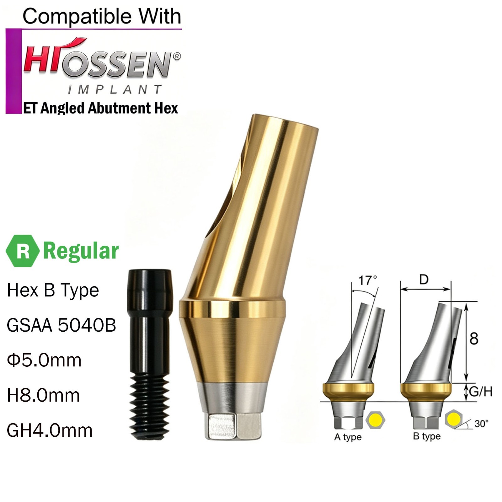 US Dental Angled Abutment 17° Titanium fit Osstem TS/Hiossen ET