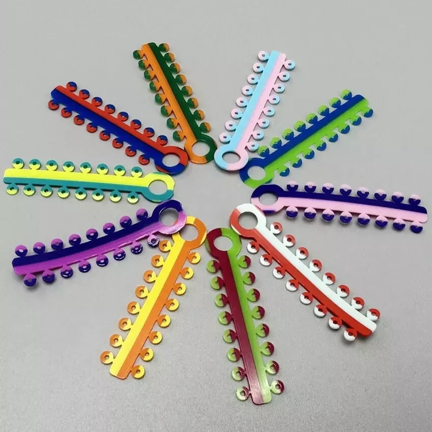 Dental Orthodontic Elastic Ligature Ties Rubber Bands Brace Single/Double Color