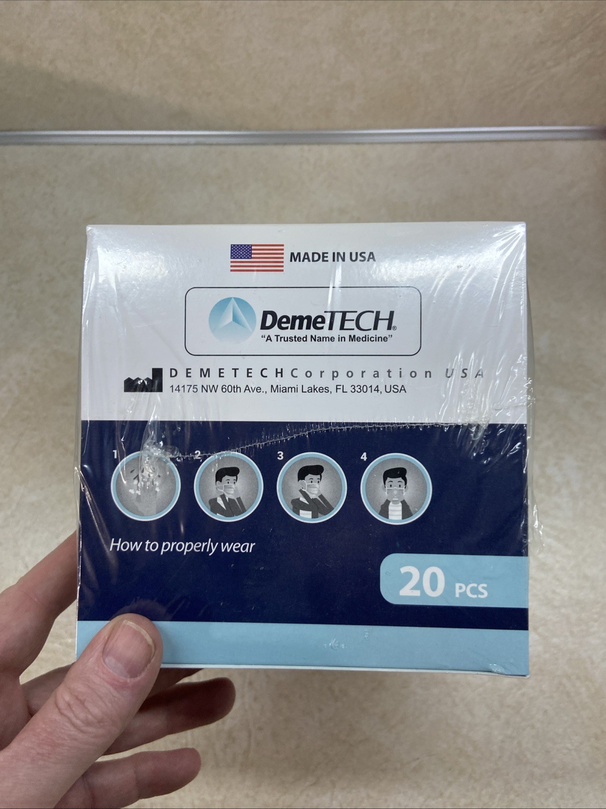 DEMETECH N95 Respirator Face Mask, NIOSH Approved, Made in the USA, Pack of 20