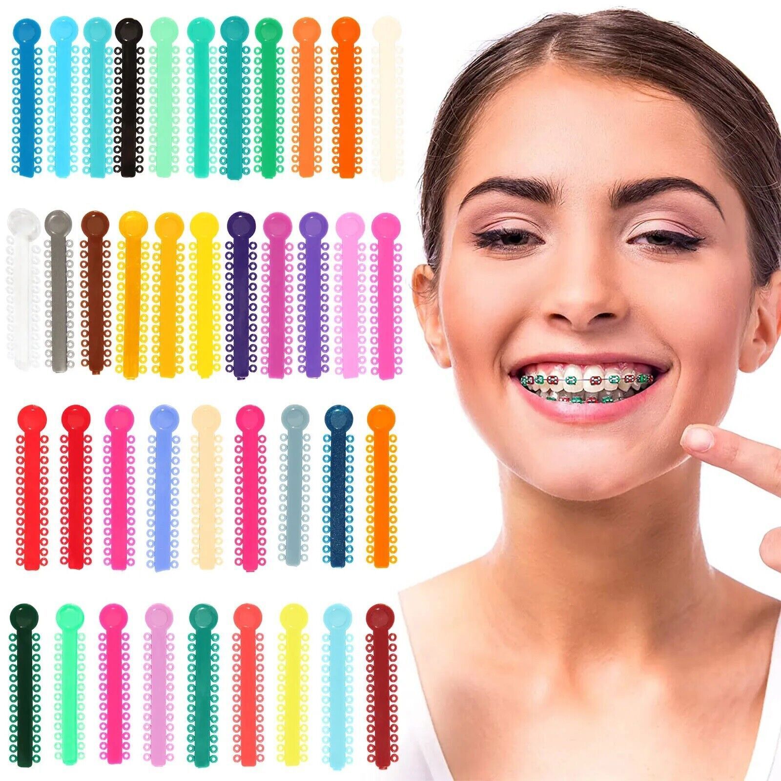Dental Orthodontic Colored Elastic Power Chain Elastic Ligature Ties /Brackets