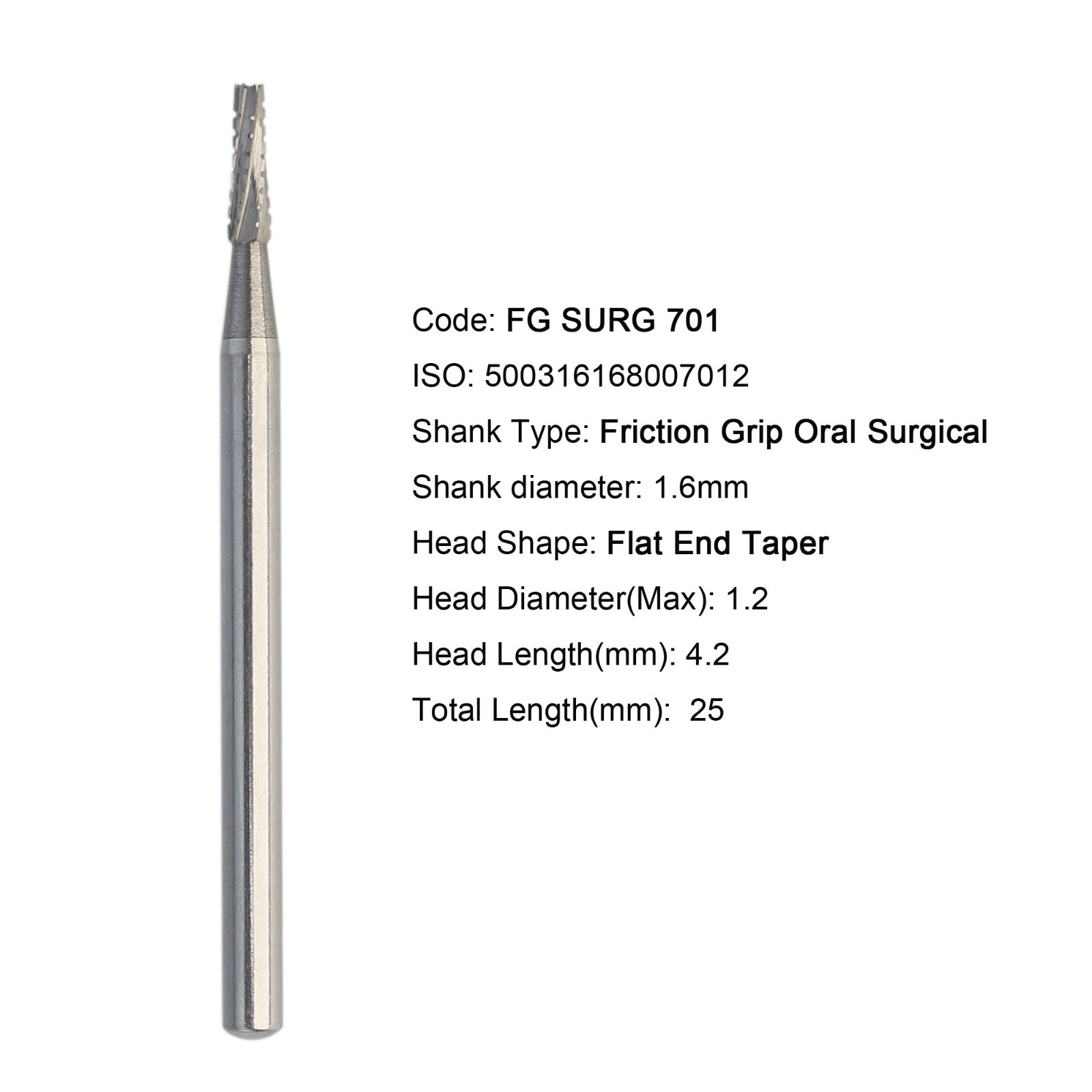 50pcs Dental Surgical Burs 25mm Carbide Bur FG SURG 2 4 6 557 557L 702 701 Round