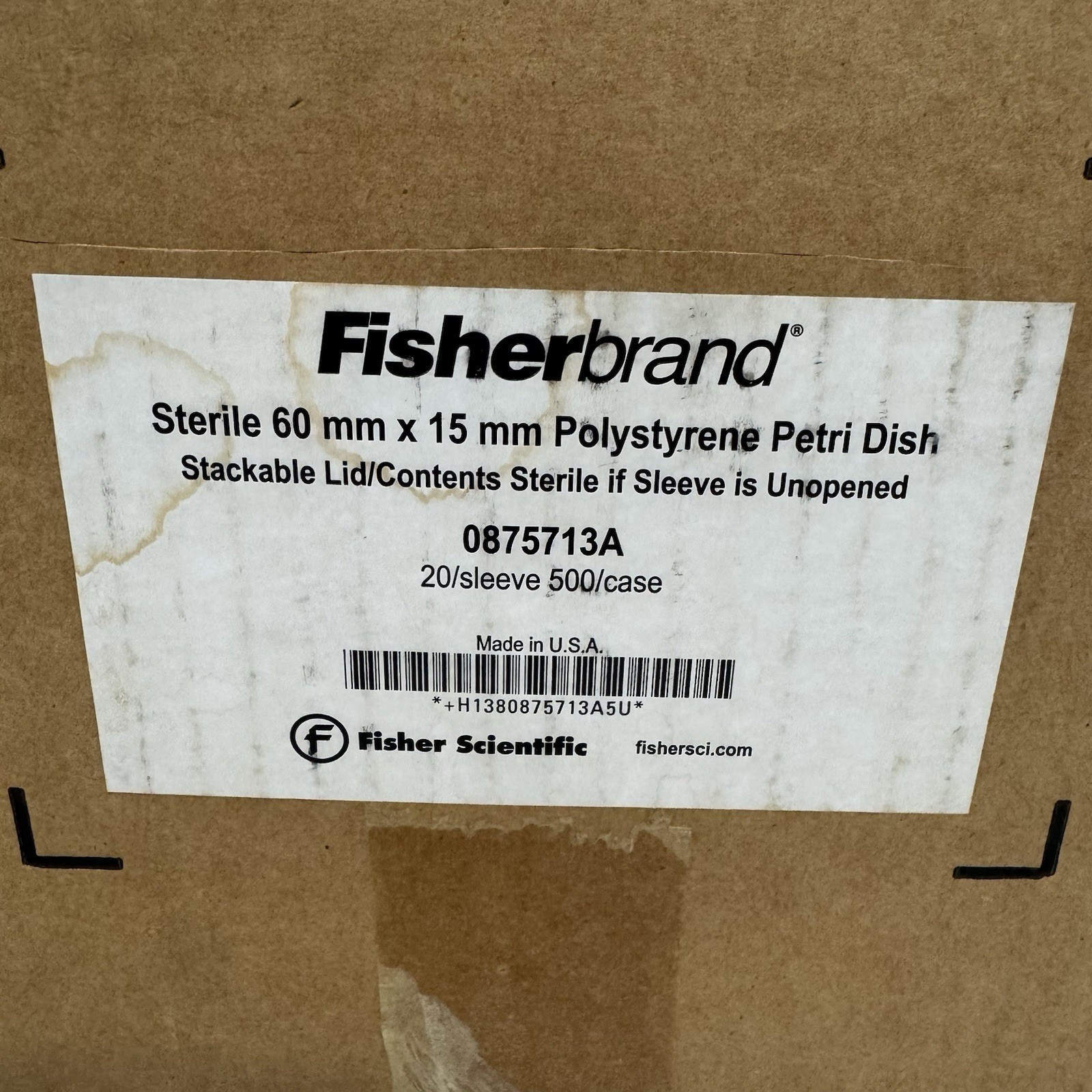 Fisherbrand Sterile 60mm x 15mm Polystyrene Petri Dish BRAND NEW BOX