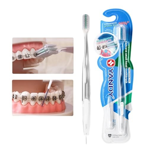 YANDY Concave Orthodontic Toothbrush for Braces Brackets, 1 Count (Pack of 1)