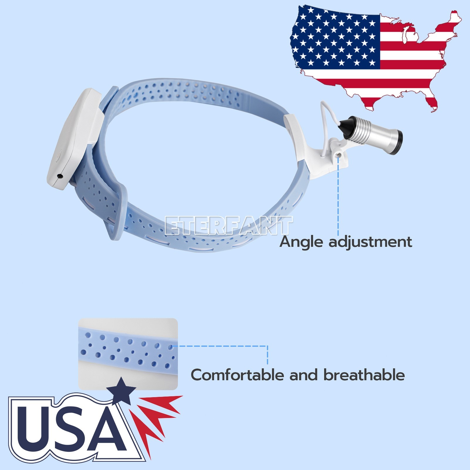 ETERFANT Dental 5W LED Lightweight Headlig Lamp/W/Filter for Binocular Loupe US