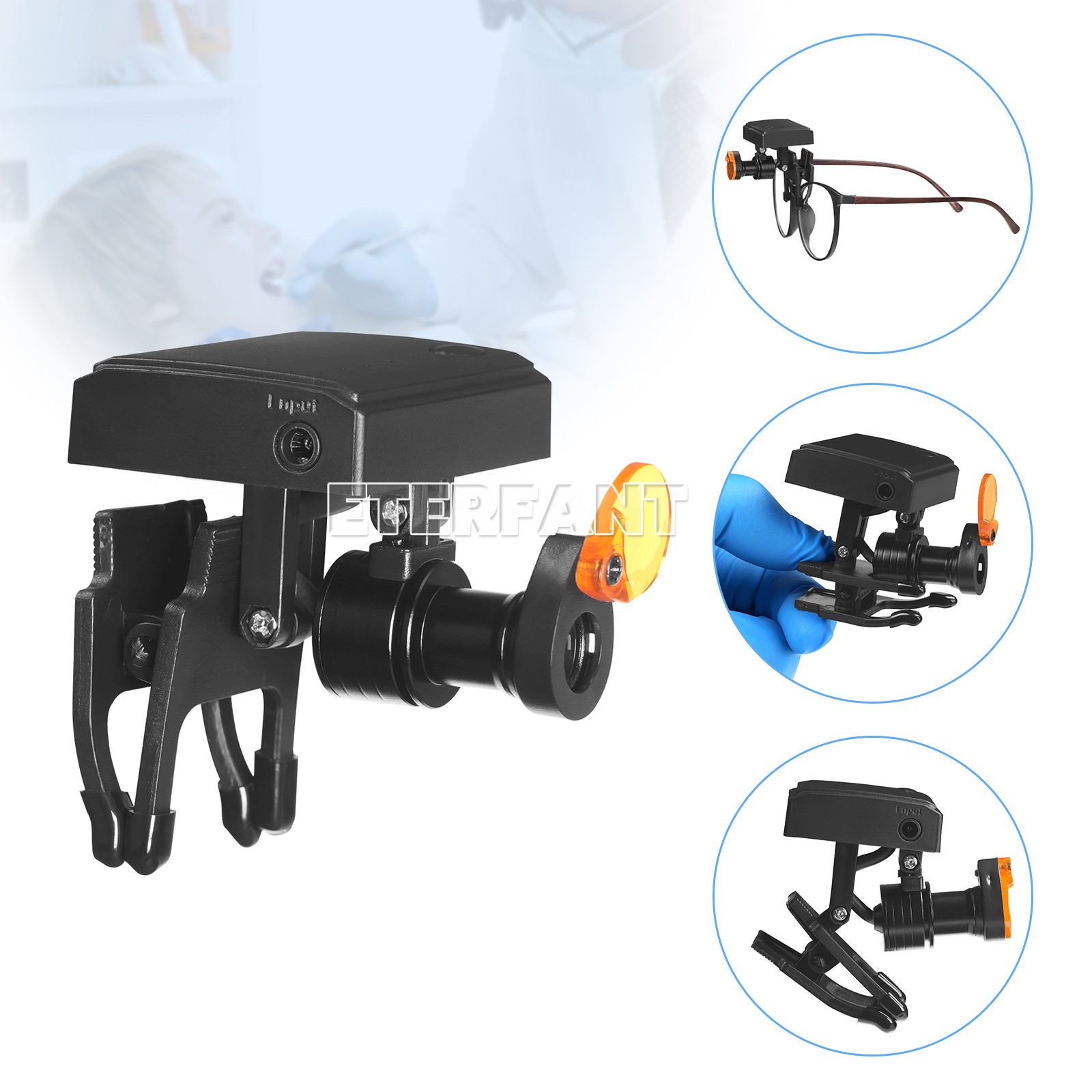ETERFANT 5W Dental Wireless LED Headlight with Filter for Binocular Loupe Glasse