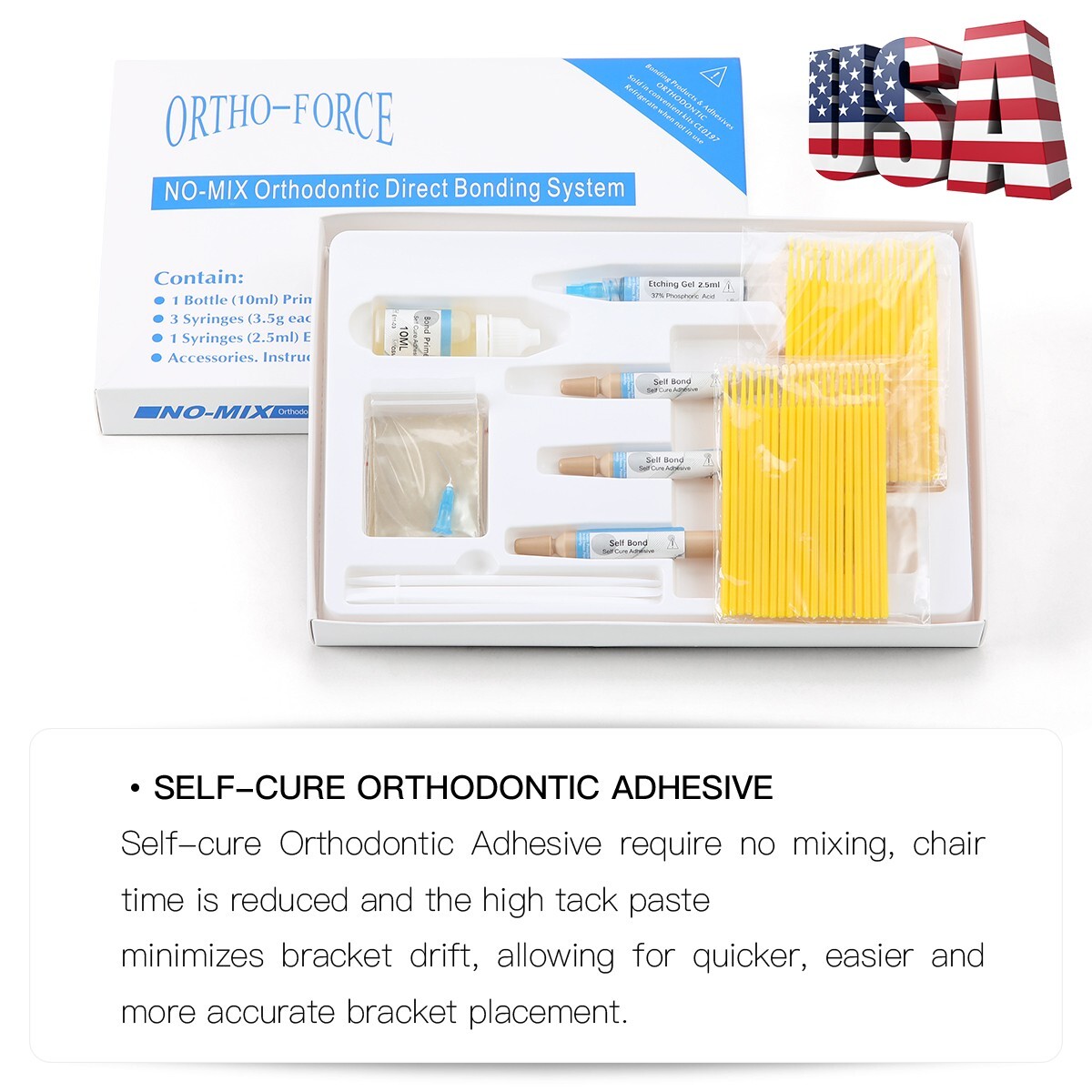 Dental Orthodontic Adhesive No-Mix Bonding Resin Light Cure Blue/no-mix Mini Kit