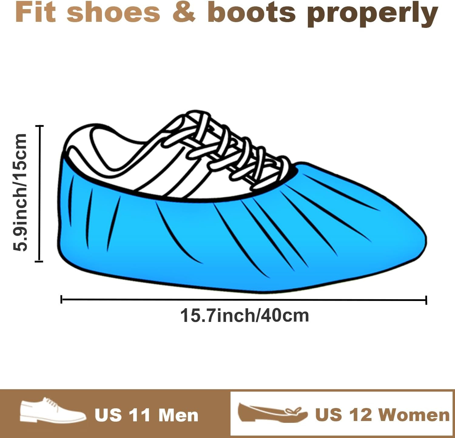 100 Pack Disposable Shoe Covers Non Slip Waterproof Booties for Indoor Home Use
