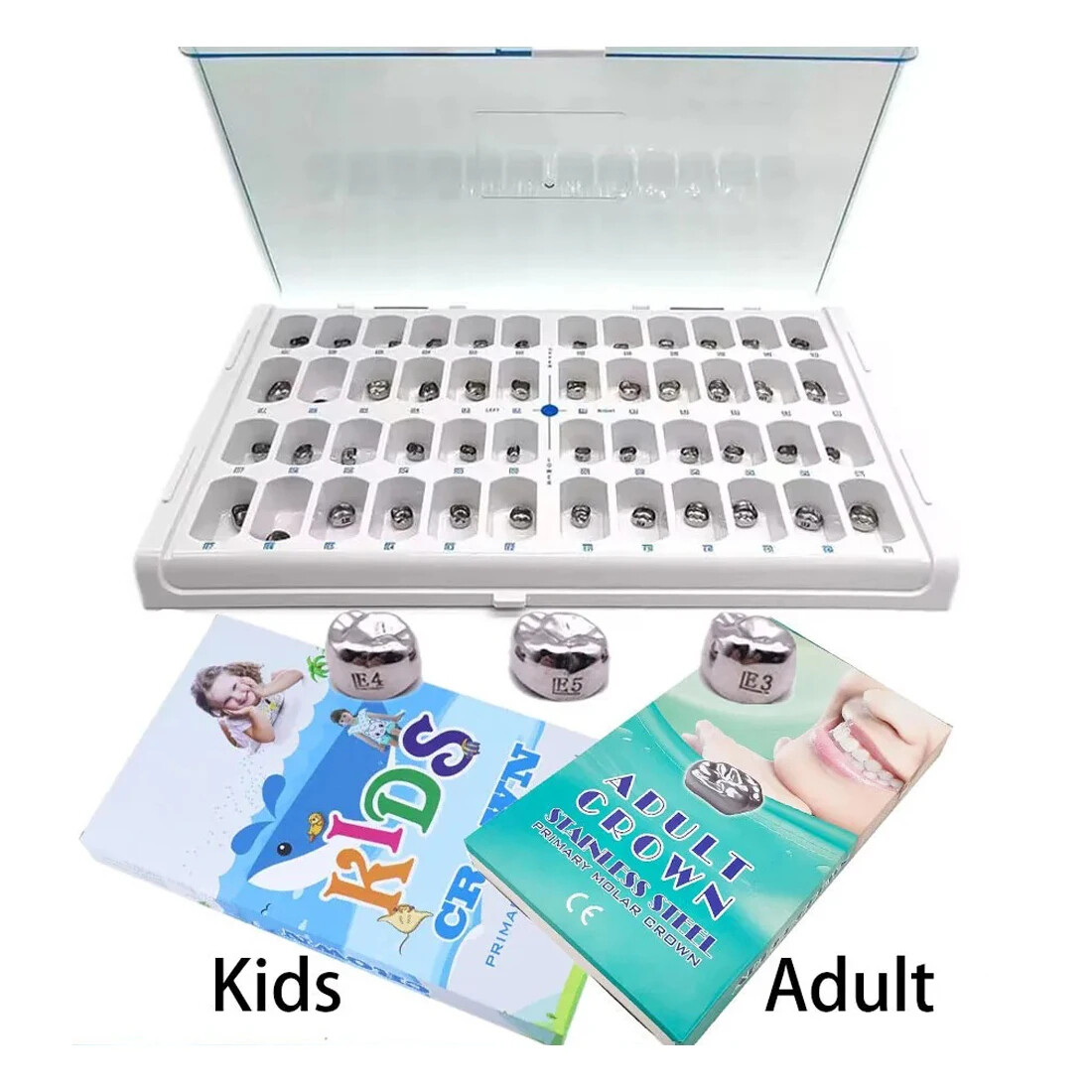 48/96PCS Dental Crown Primary Molar Pediatric Crowns Kids Adult stainless steel