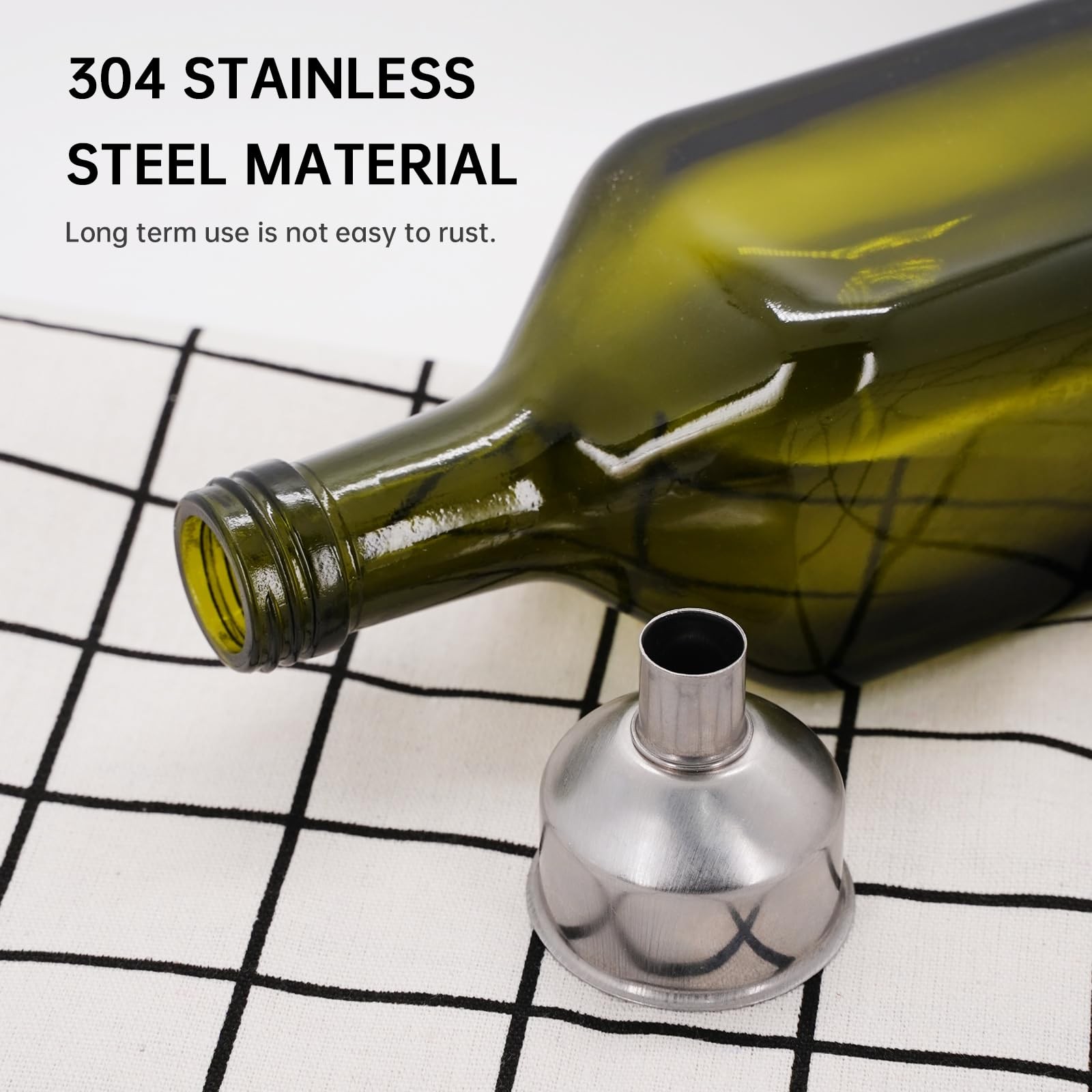 4Pcs Stainless Steel Small Funnel for Flask Funnels Drinking Silver