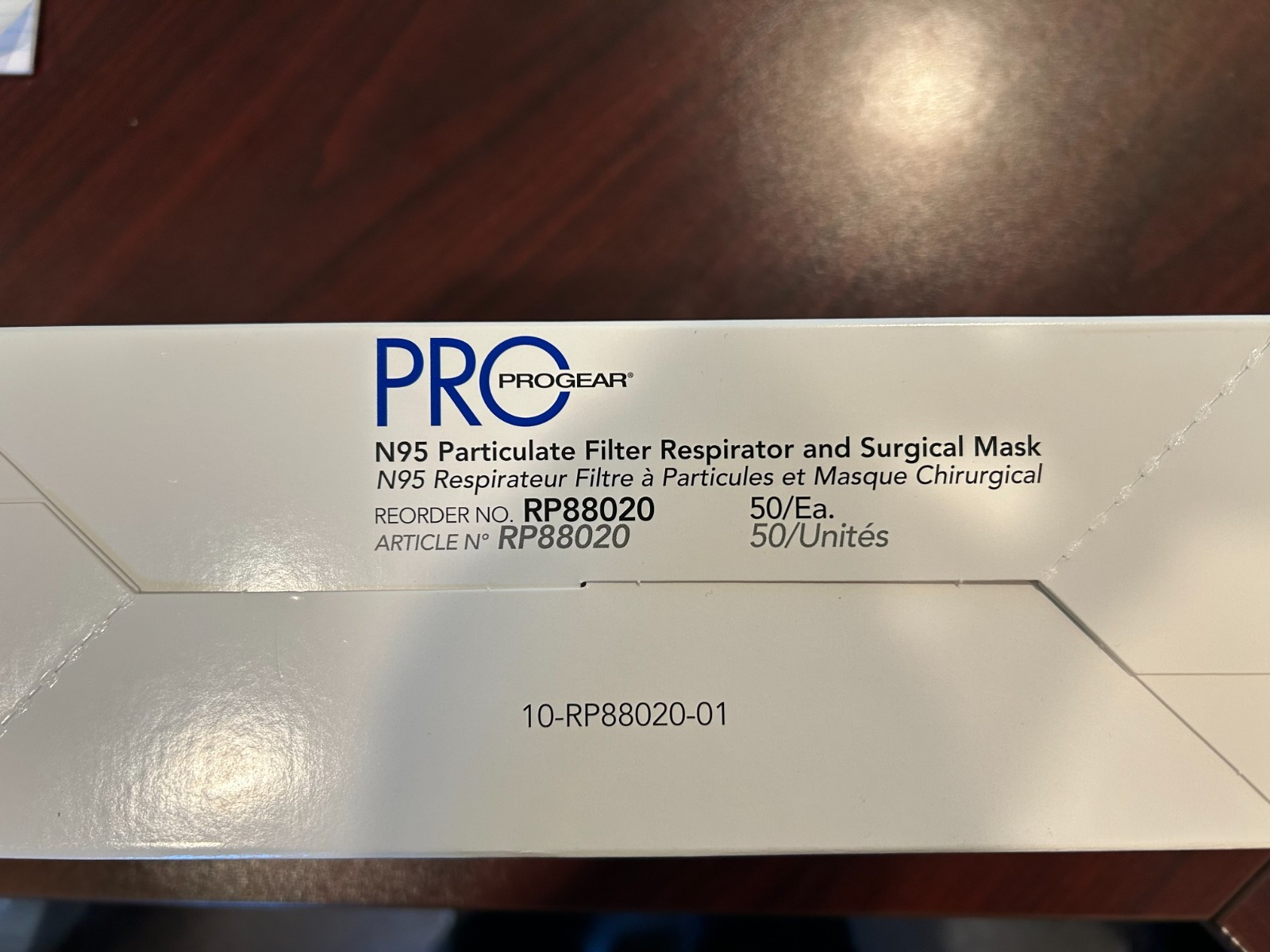 ProGear N95 Respirator Surgical Face Mask, Size Regular- Box of 50