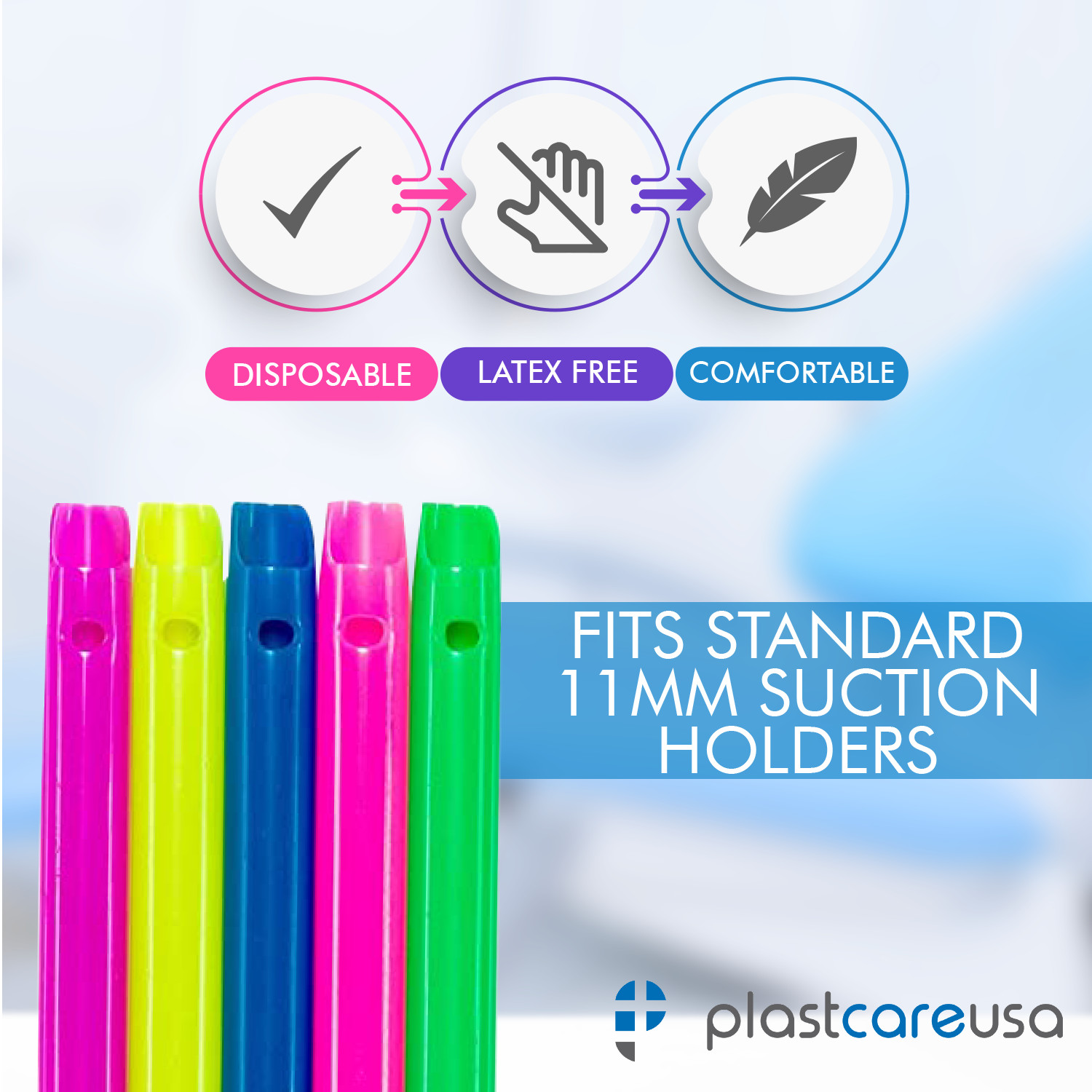 1000 Assorted HVE Evacuation Suction Dental Tips, Vented (Rainbow Multi Colors)