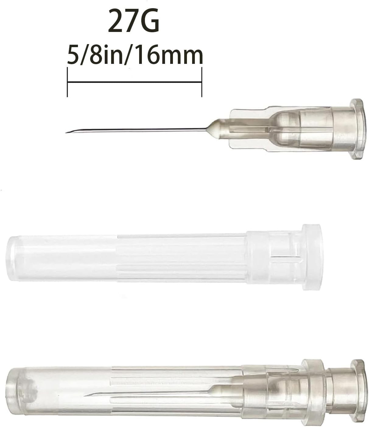 100 Pack 27G 5/8 Inch Luer Lock Syringes for Scientific Applications