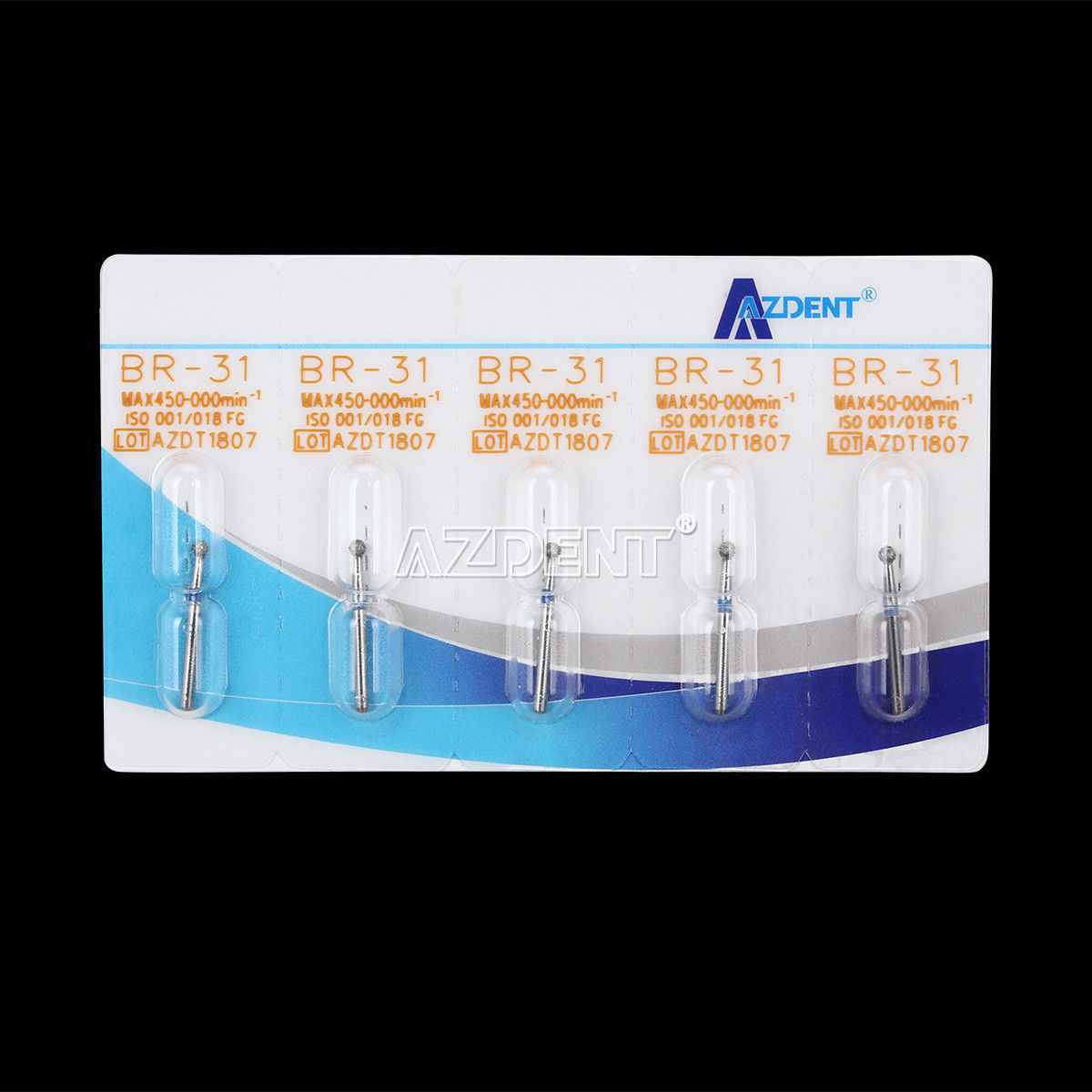 54 Types F Dental Diamond Burs For High Speed Handpiece AZDENT 5pcs/Box