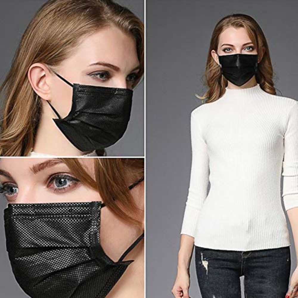 100PCS 3 Ply Black Disposable Face Mask Protection Face Masks