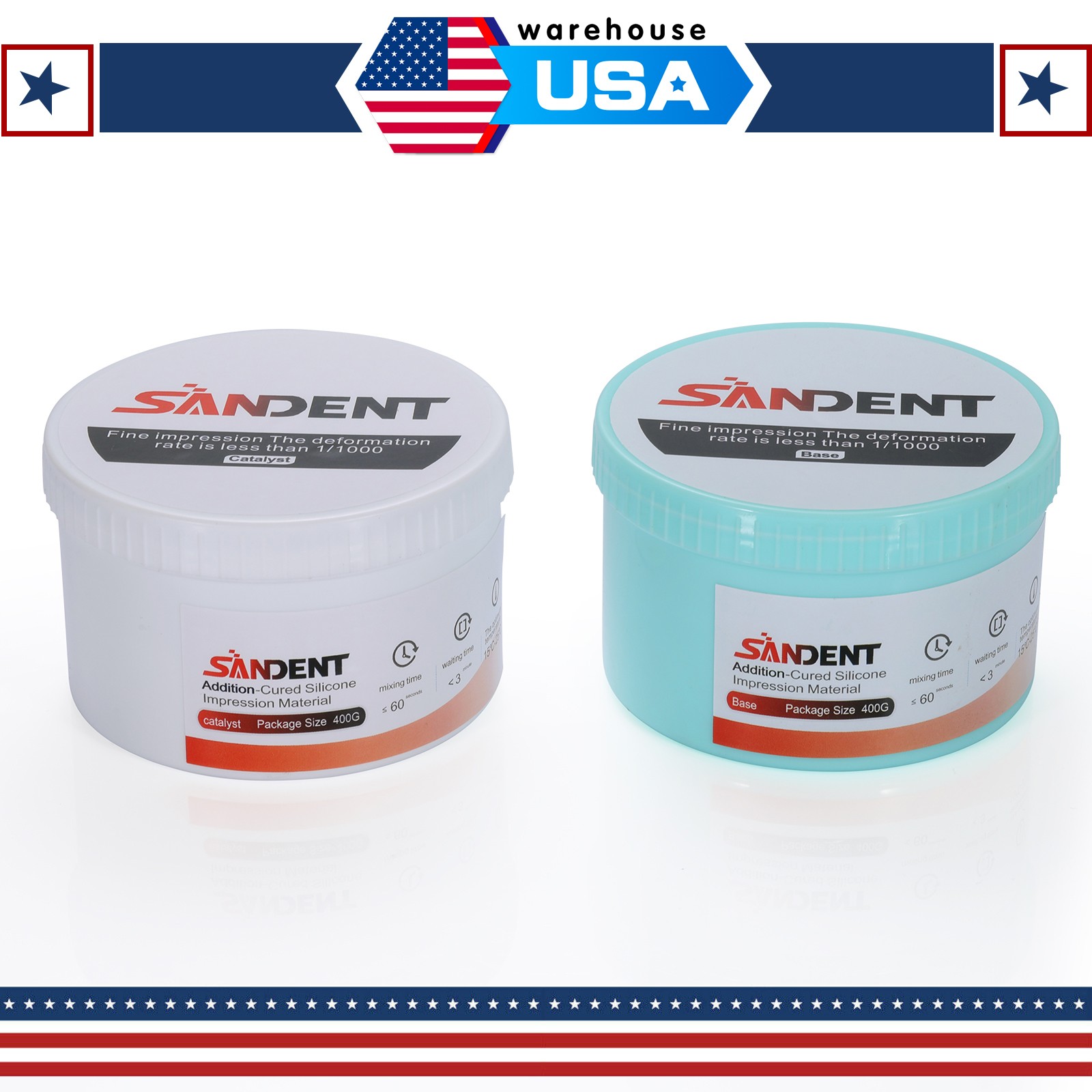 Dental Impression Putty Fast Set 800g VPS Putty (400g Base & 400g Catalyst) BOX