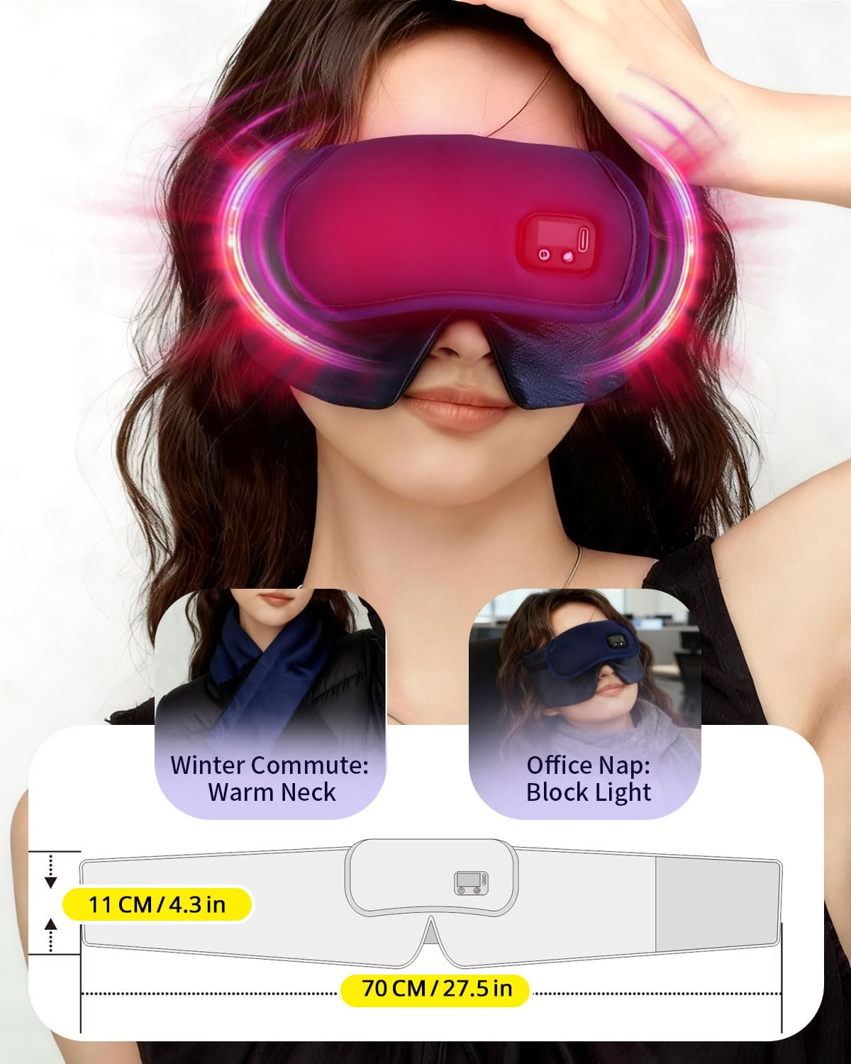 COMOIL 2500mah Cordless Heated Eye Mask for Dry 1 Count (Pack of 1), Navy