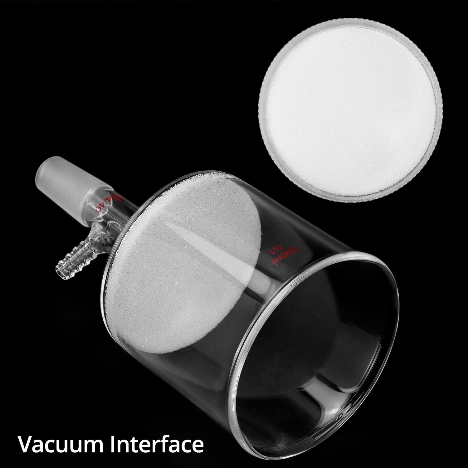 500mL Buchner Funnel G1 Coarse Frit 24/40 Joint Vacuum 94mm ID Lab Glass Filters