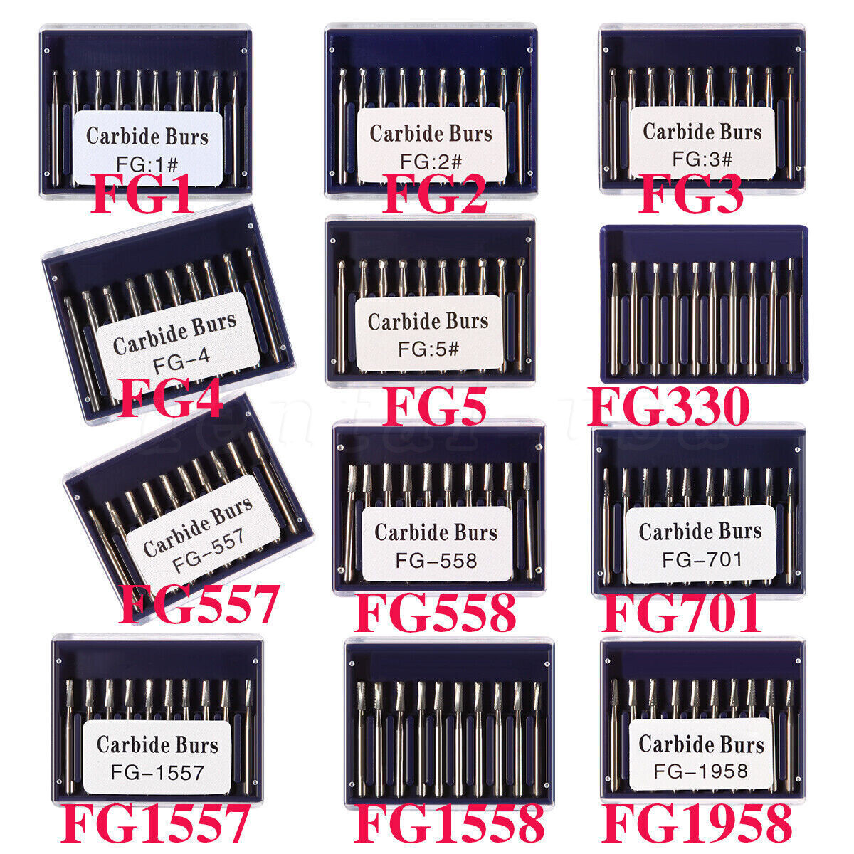 10-100pcs Dental Carbide Steel Bur Drills Dentist Tools for High Speed Handpiece
