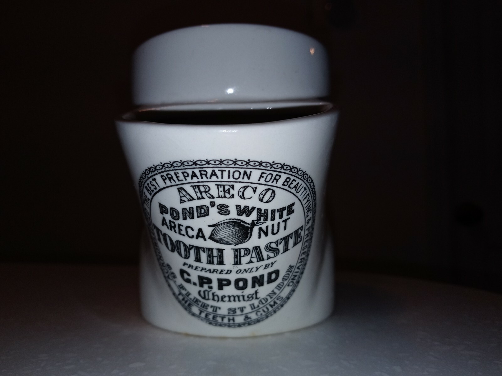 C.P. Pond ARECO England Toothpaste Filtration Funnel Porcelain 1870-1910 Dental