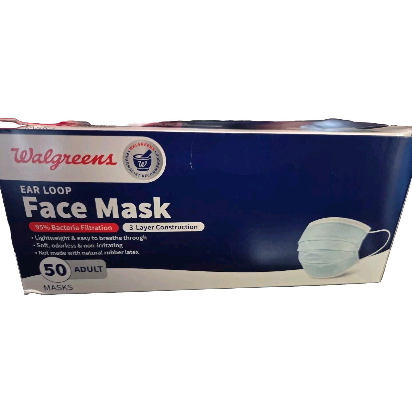 Walgreens Ear Loop Face Mask 50 Ct Total Lightweight Soft Odorless