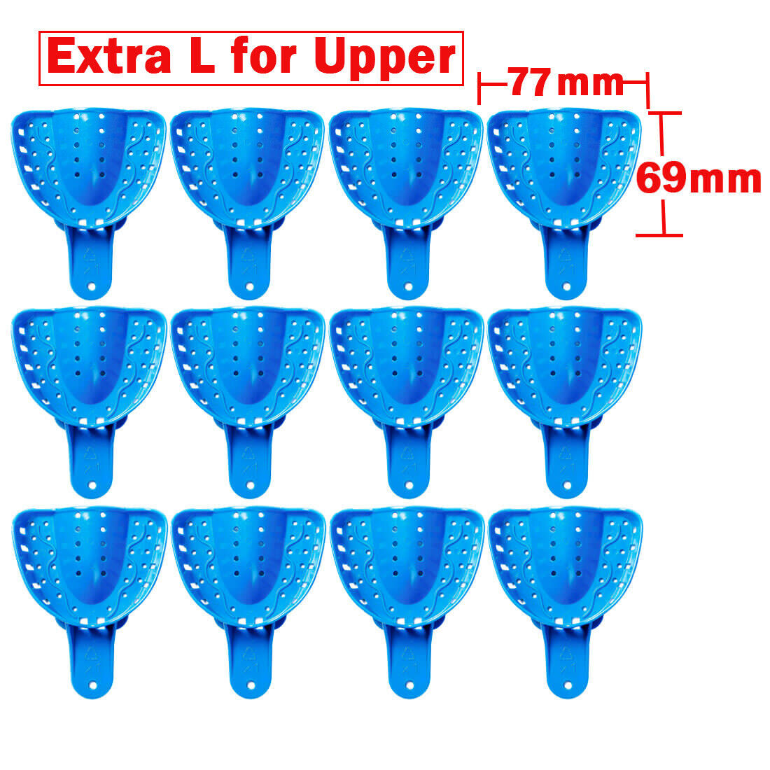 EASYINSMILE 12Pc Dental Plastic Impression Tray Perforated Upper/Lower Autoclave