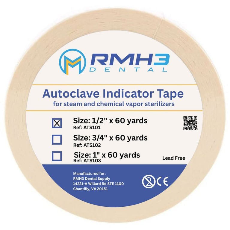 RMH3 Dental Autoclave Sterilization Indicator Tape, 1/2″ x 60-Yard Roll, 1/Pk