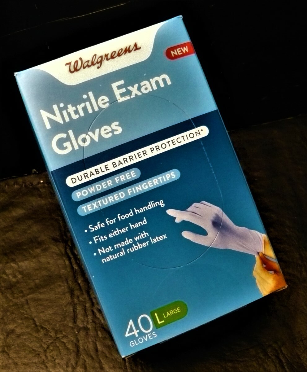 Nitrile Exam Large Gloves Textured fingertips by Walgreens. SEALED 40 ct.