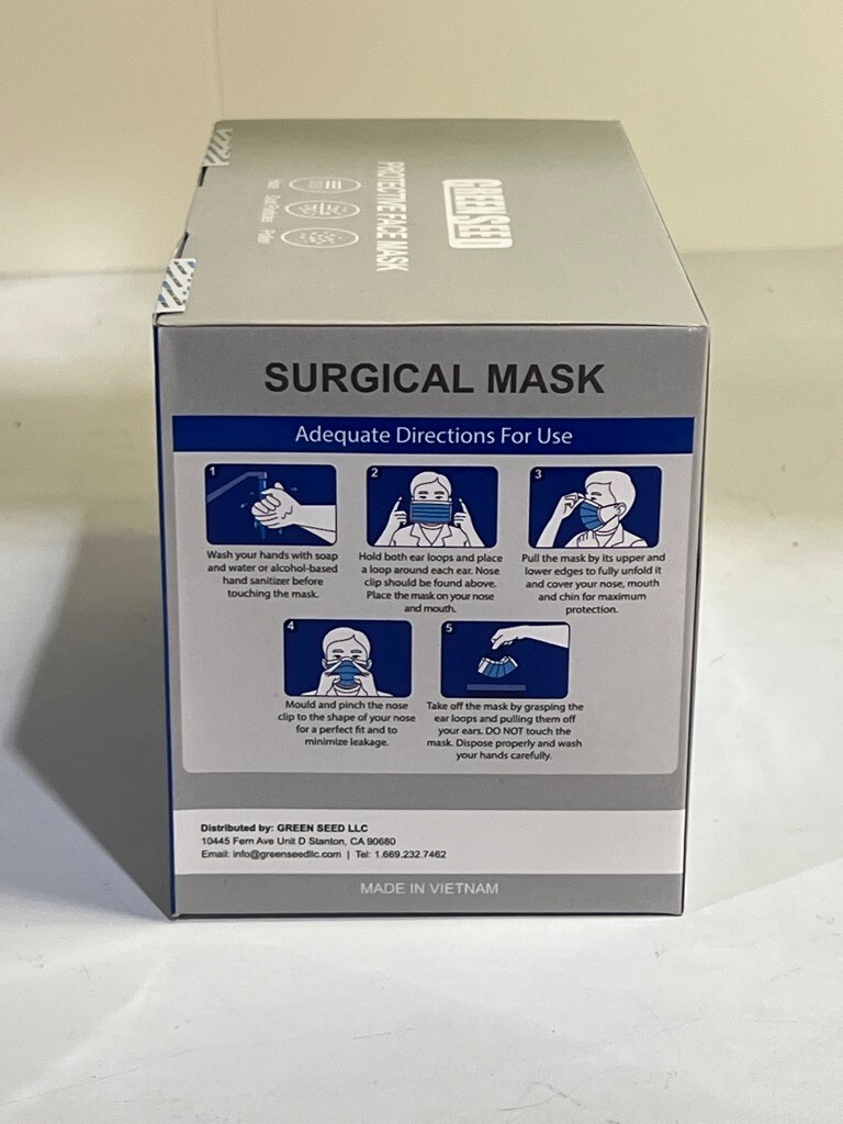 Case of 2500 Pieces (50 Boxes) 4 Layer Surgical Mask – Green Seed Brand