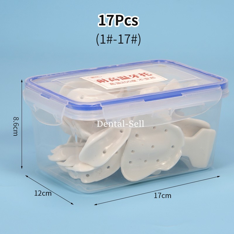 Dental Impression Trays Edentulous Jaw Frame Cut Back Plastic Tray White 17 pcs