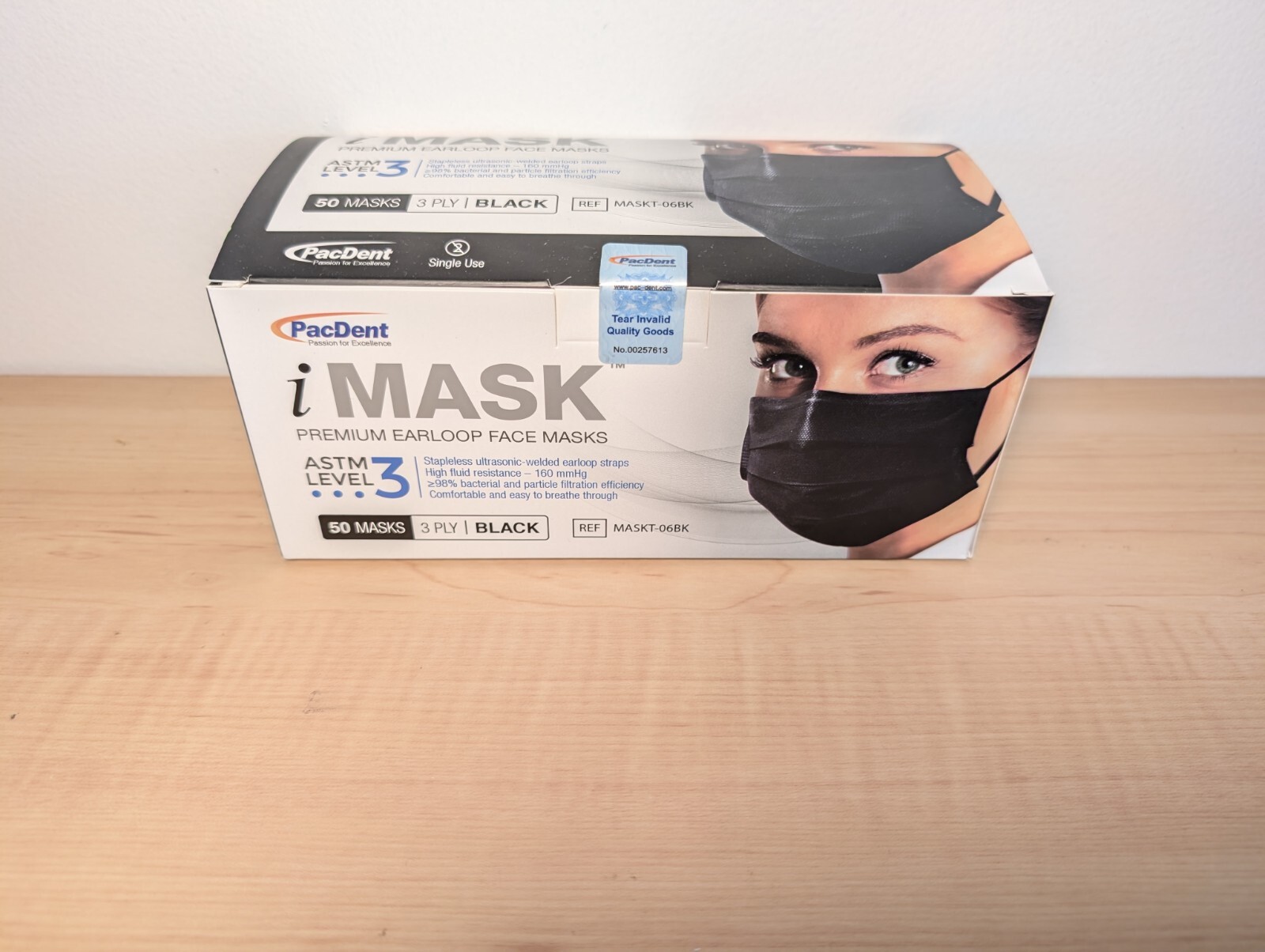 iMask ASTM Level 3 Face Mask – BLACK – 50 Pcs, 3 Ply, Earloop, BFE&PFE ≥98%