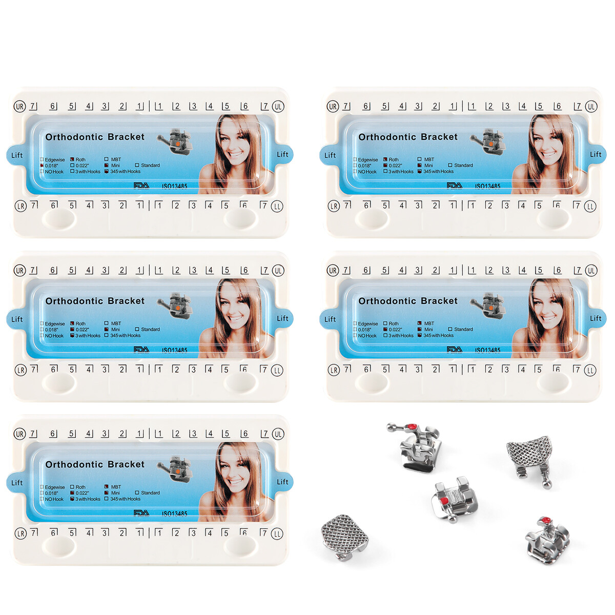 Soportes metálicos para ortodoncia Dental Mini Roth/MBT 018/022 ganchos 3/345