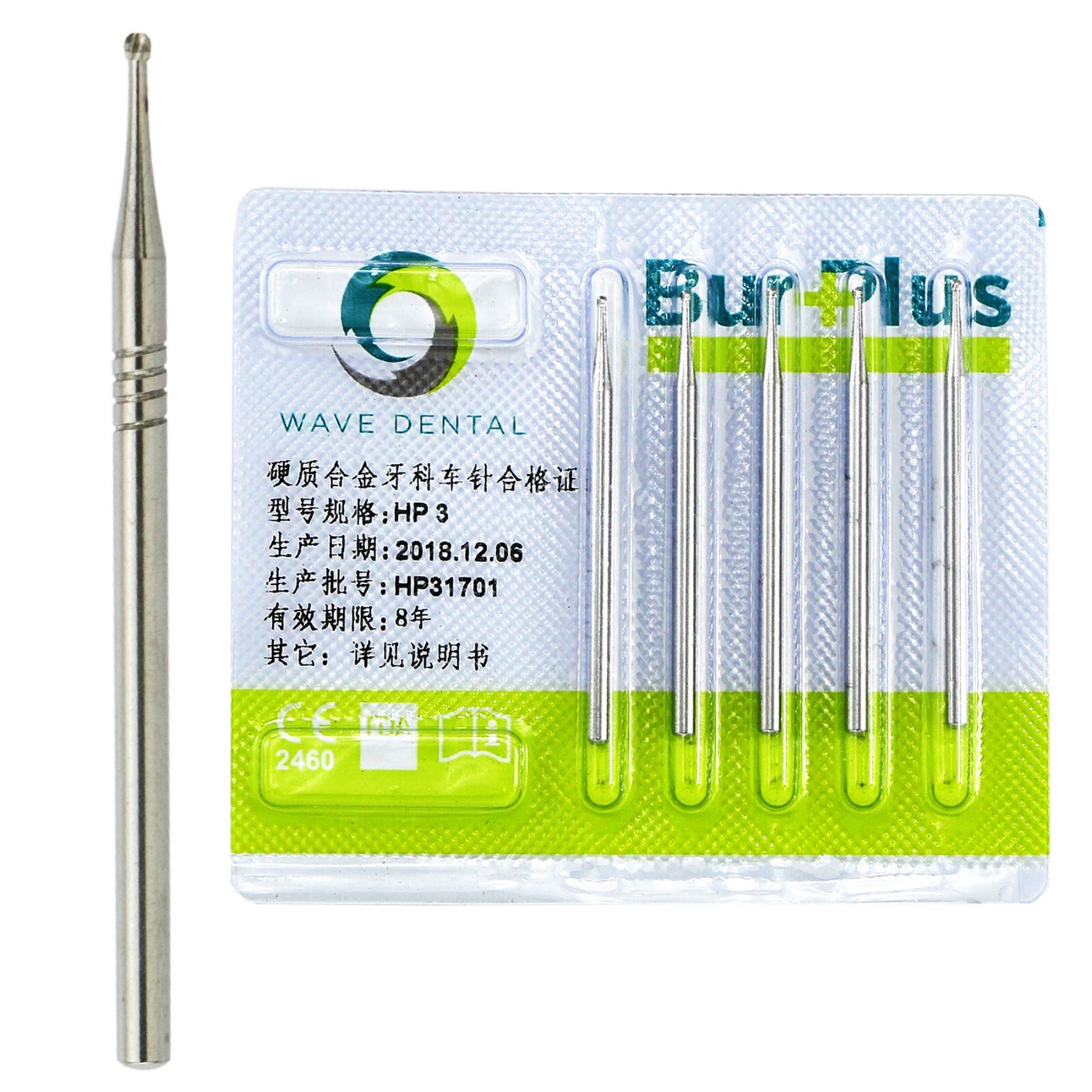 10Pcs Wave Dental Carbide Bur HP For Low Speed Round Straight HP 1 2 3 4 5 6 7 8