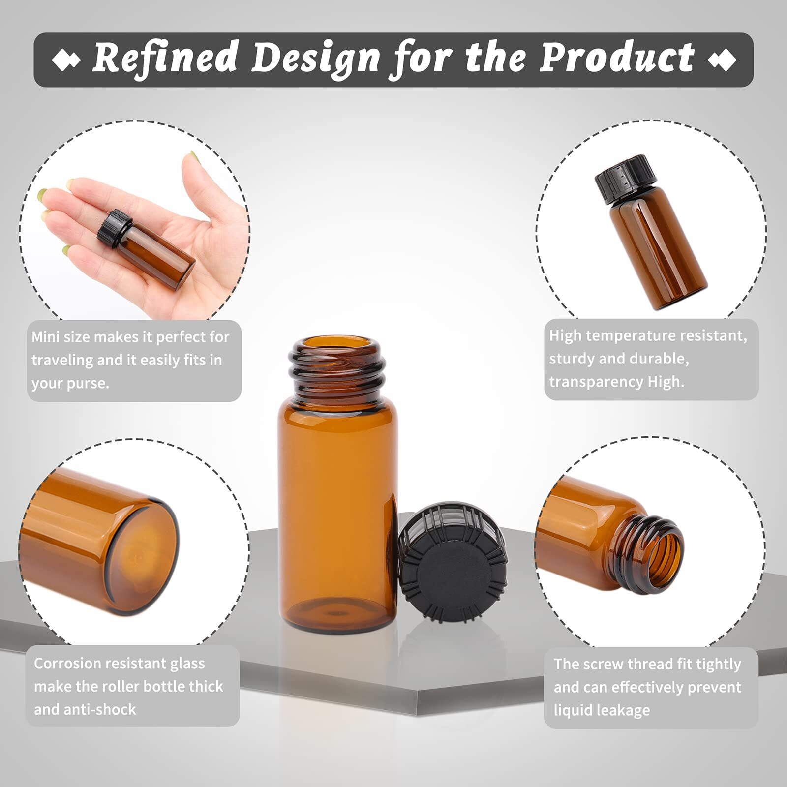 10 Ml Liquid Sampling Sample Glass Bottles Vials 0.3 Oz Screw Cap Brown Bottles