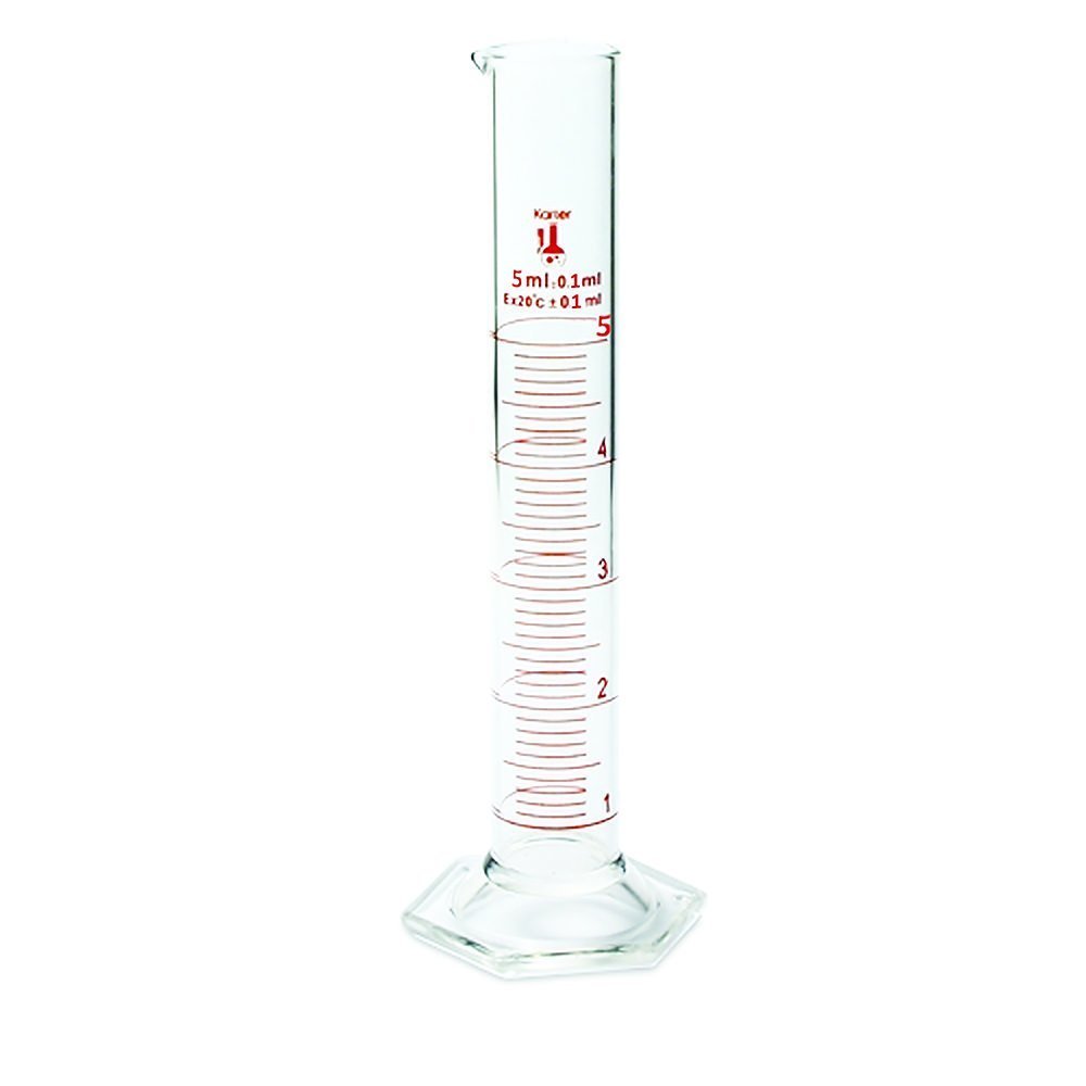 5ml Graduated Cylinder, Borosilicate, Karter Scientific 233A2 (Single)
