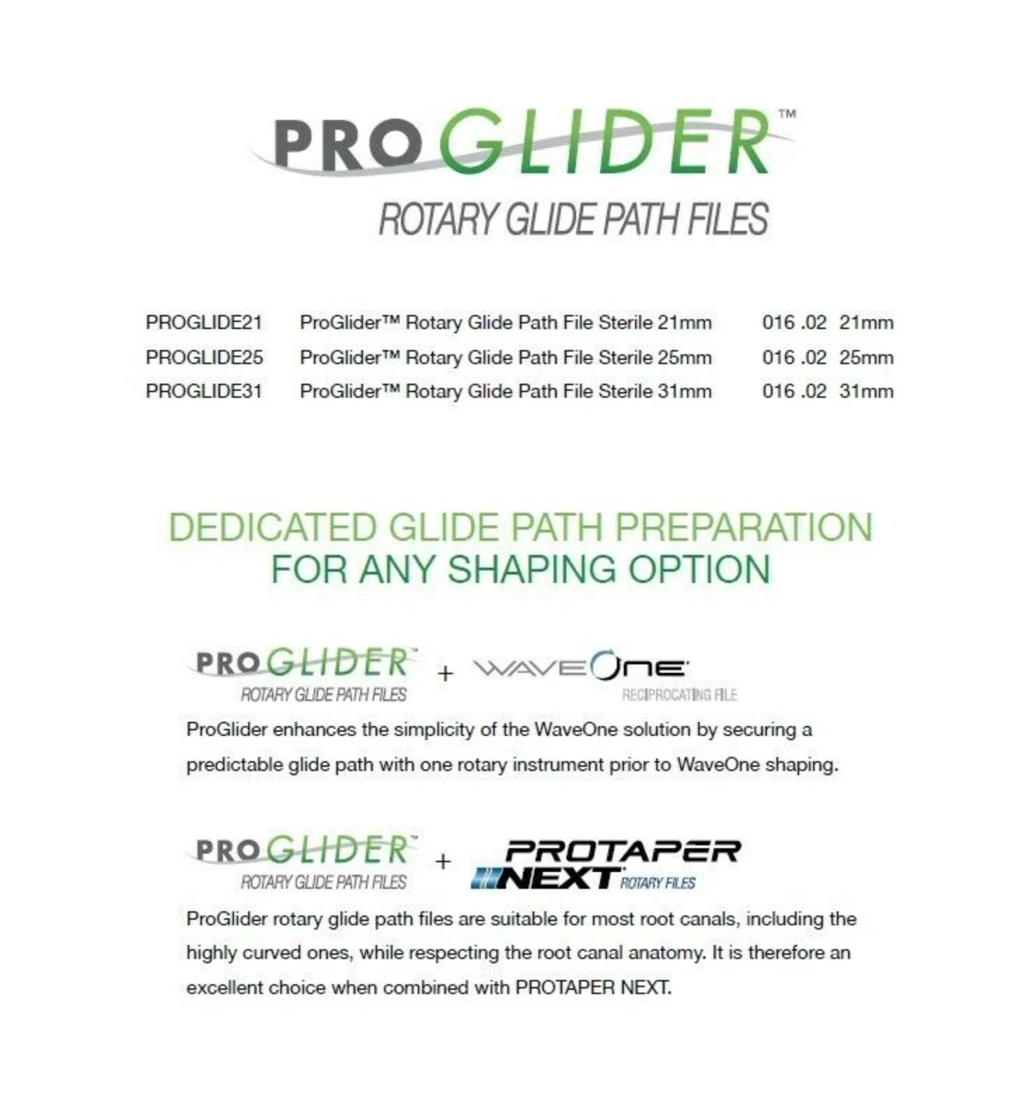 Proglider Rotary Glide Path Files Endodontic Files Dentsply All Size 30 files/pk