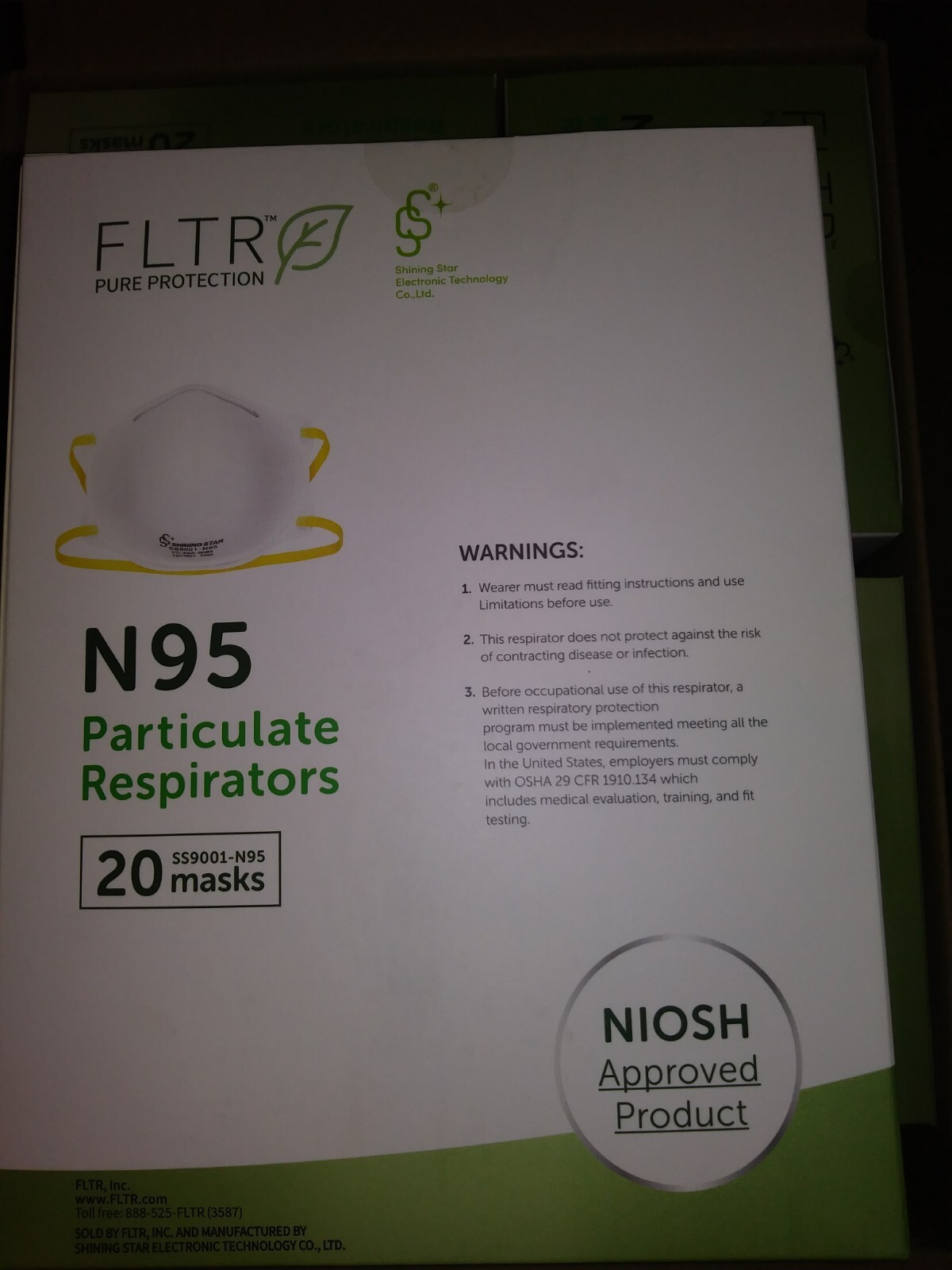 FLTR Genuine NIOSH N95 Round Respirator, 100 Masks SS9001-N95