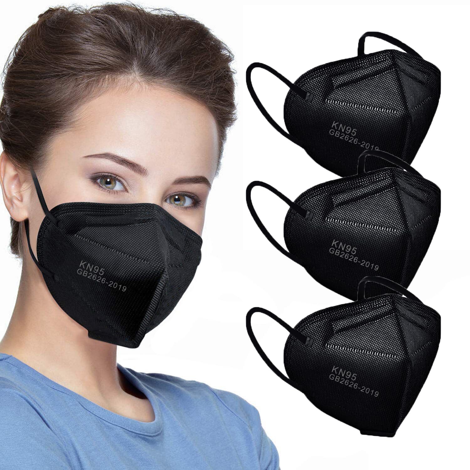 50 Pcs KN95 Face Mask Black 5 Layer Filter≥95% Cup Dust Safety Masks 5 Layer NEW