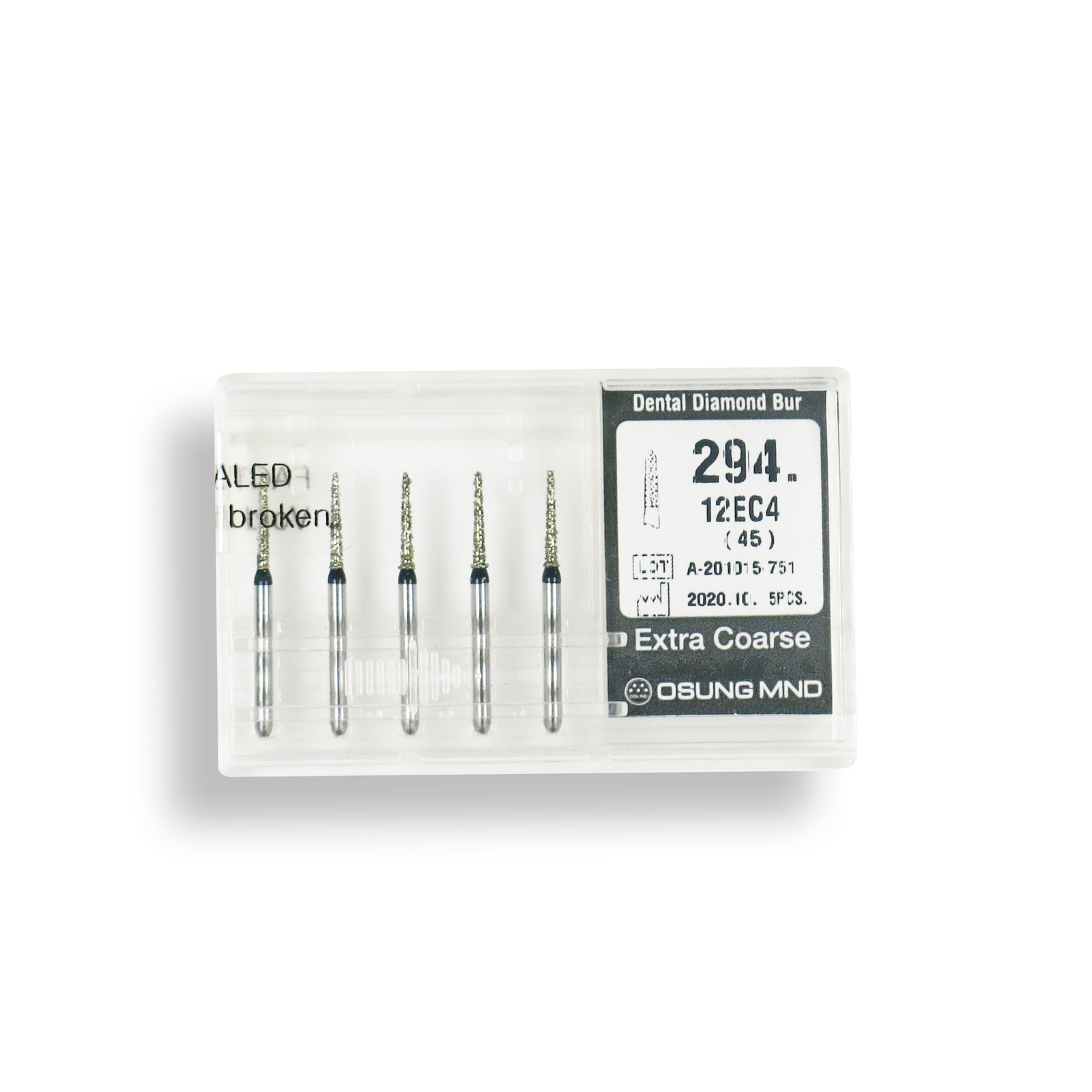 Torpedo, Conical 1.2 mm Dia. Extra Coarse Grit Diamond Dental Bur 25 Pcs