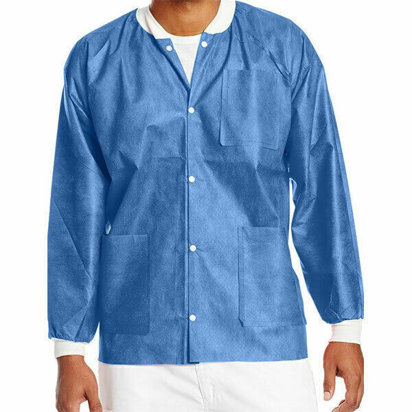 RMH3 Dental Lab Jackets Blue Size Medium Hip length Non sterile 10/Pk