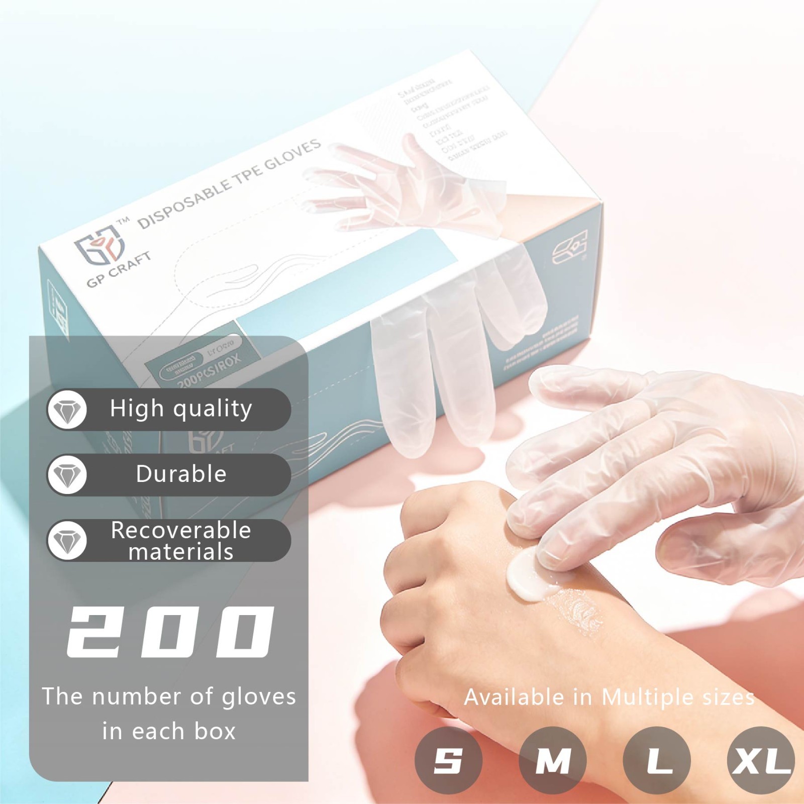 200Pcs Disposable TPE Gloves Food Safe BPA&Latex Free Stretchy for Food Handling