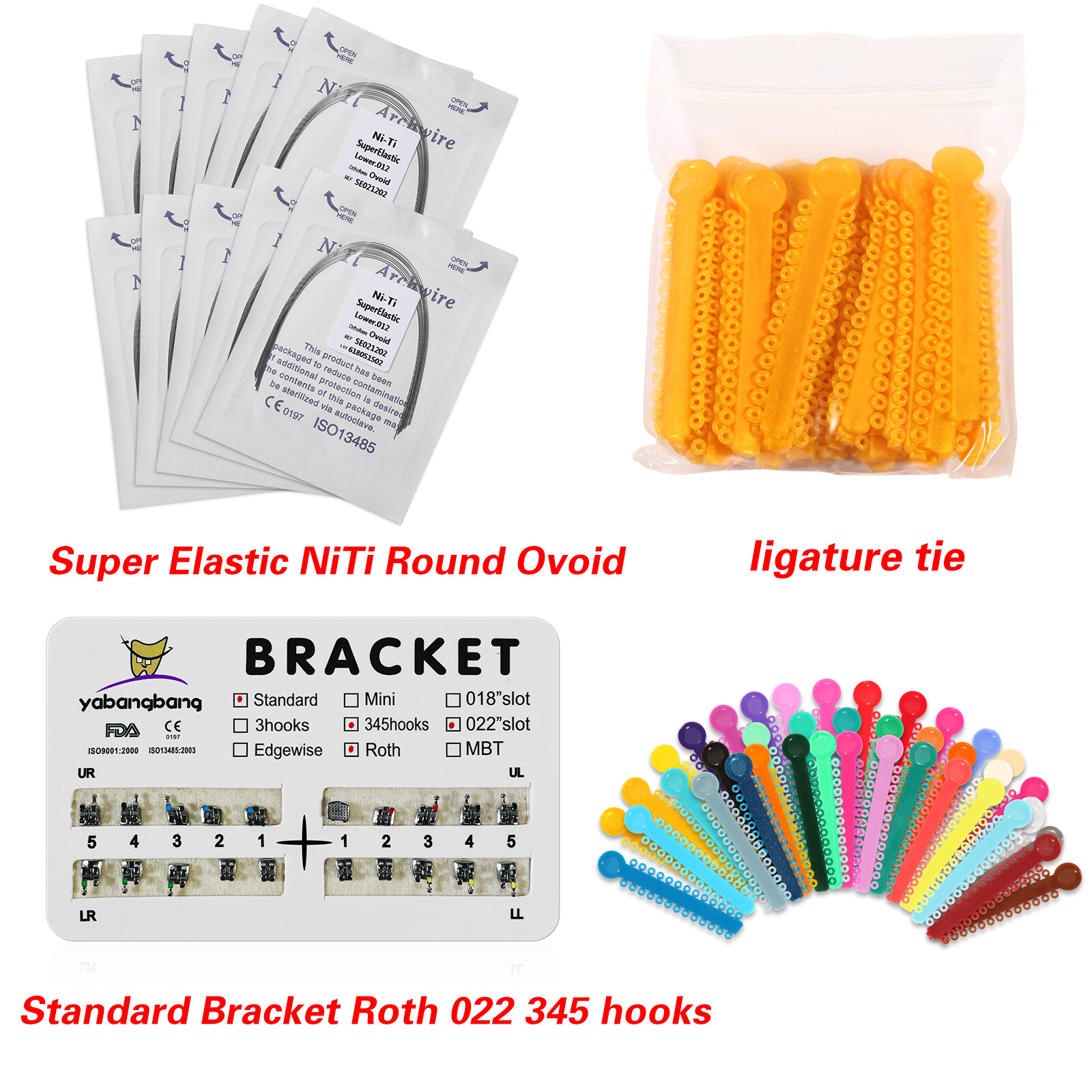 Dental Orthodontic Elastic Ligature Ties Rubber Bands Bracket Brace Arch Wire