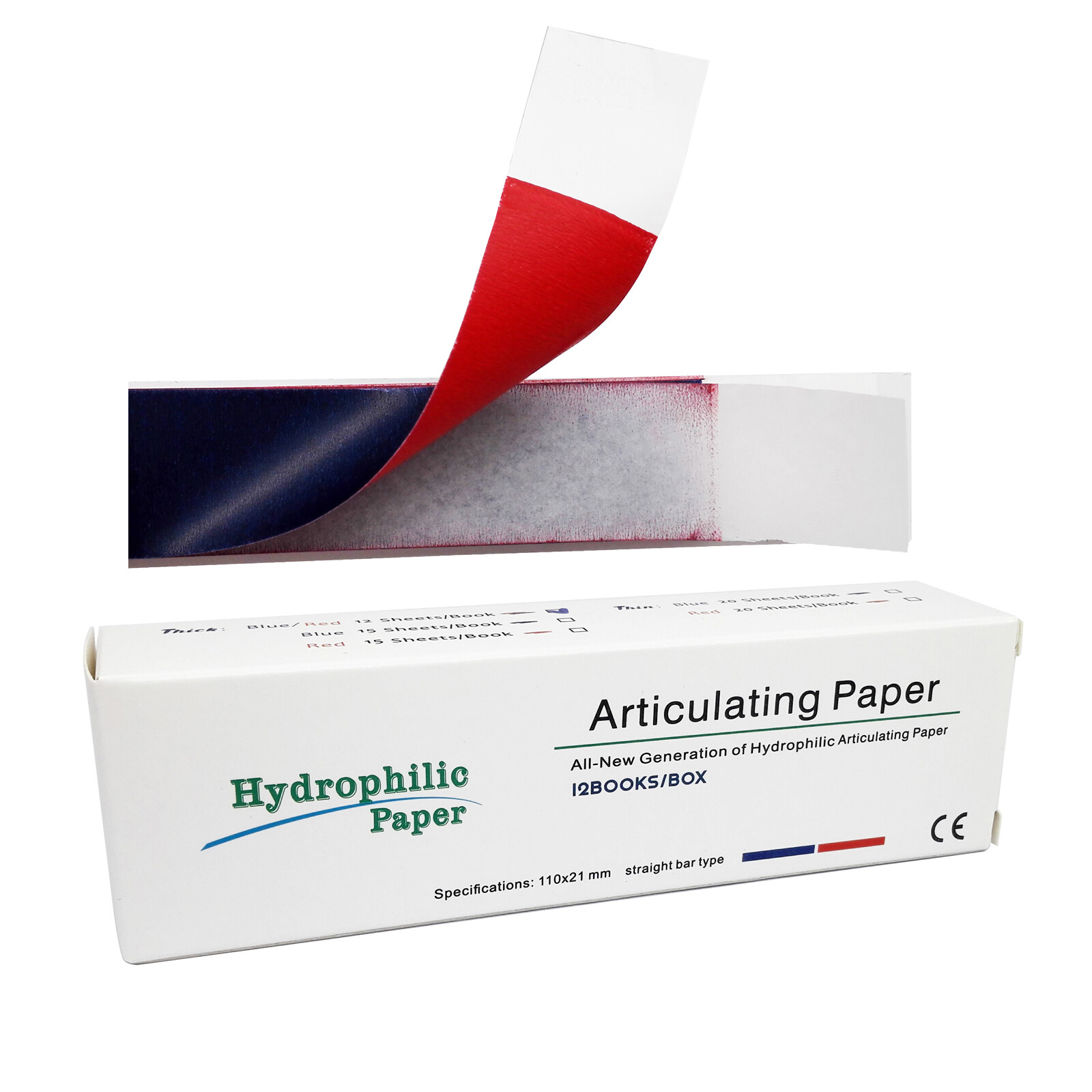 Dental Hydrophilic Paper Articulating paper 12 Books Straight bar type 110*21mm
