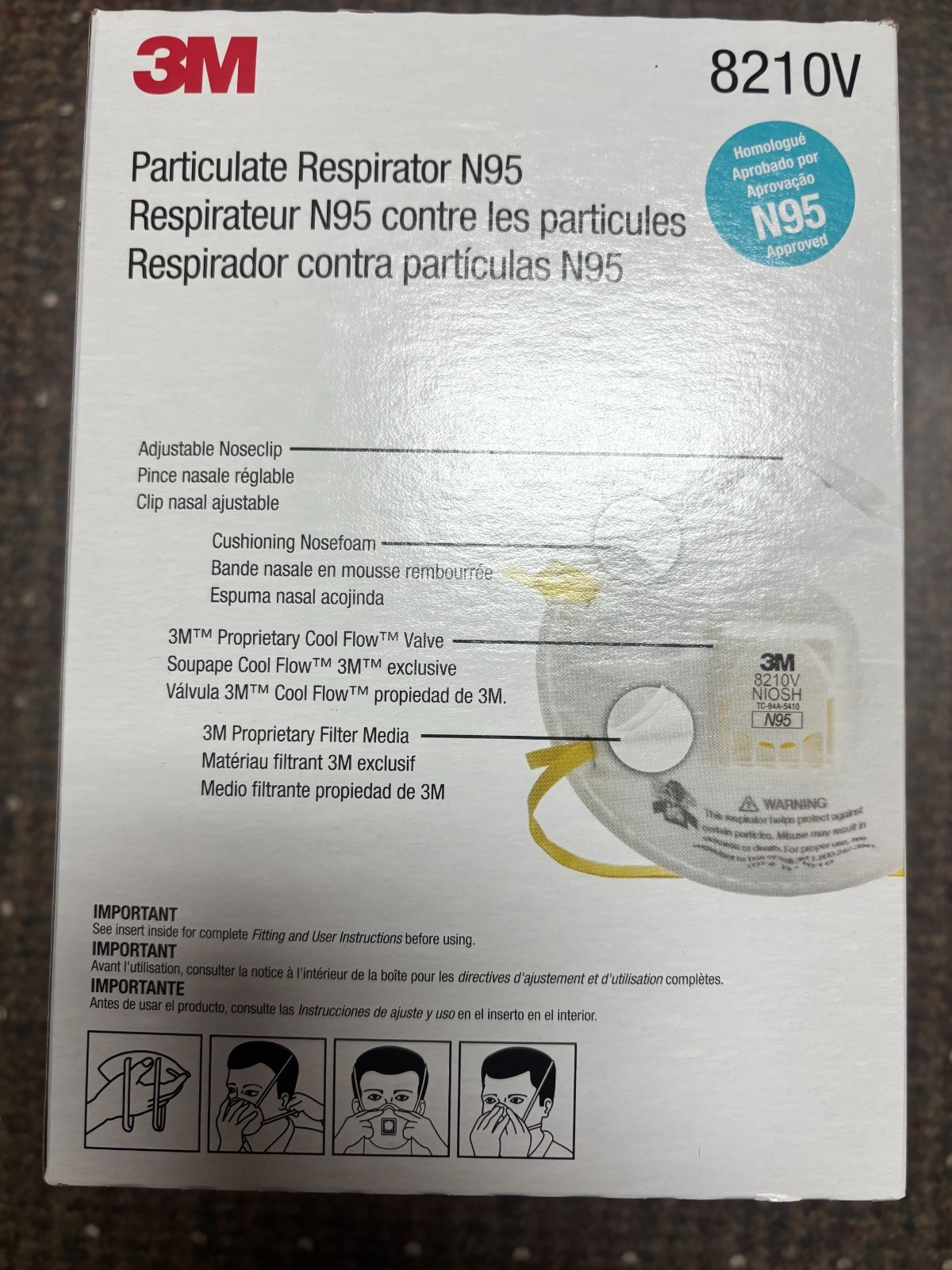 3M 8210V N95 Particulate Repirator Protective New