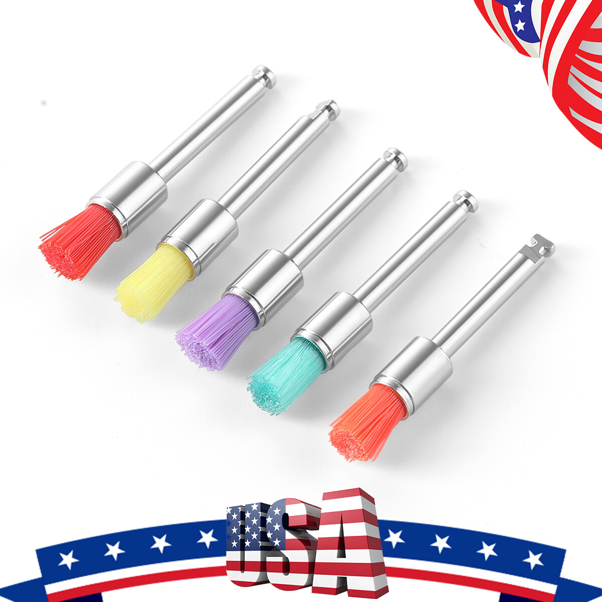 100pcs/Pack Dental Nylon Polishing Polisher Prophy Brushes Flat Latch Type RA