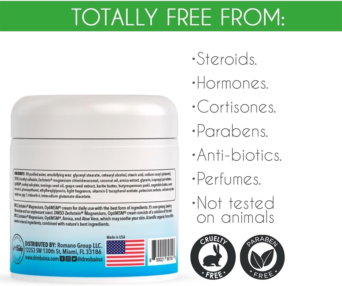 Dr. Robaina DMSO Cream – 99.9% Pure DMSO Pharmaceutical Grade | Formula with Zec