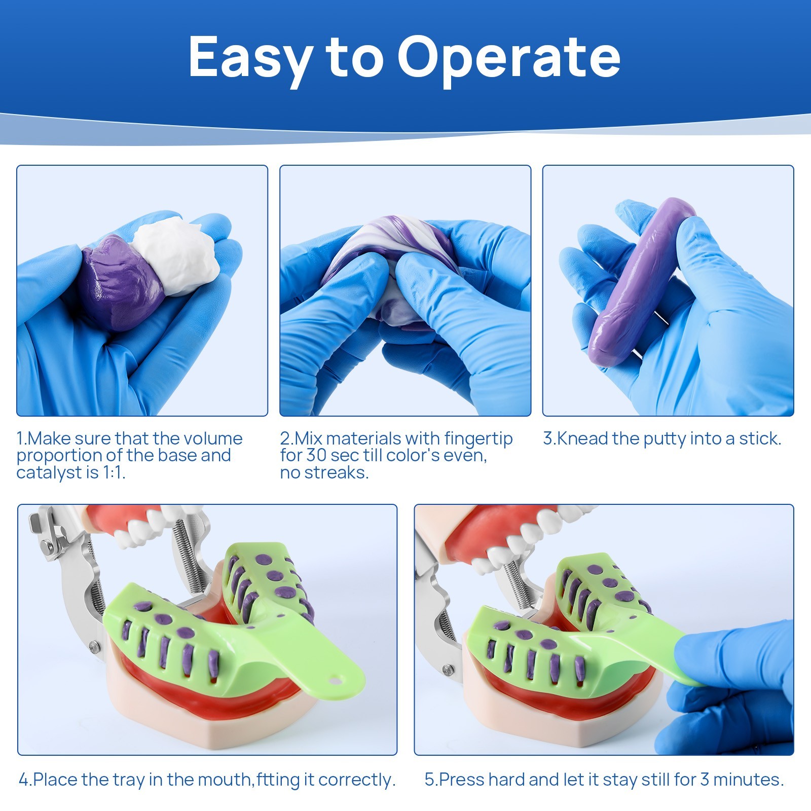 JMU Dental Putty Impression Materials Normal Set 400g Base+400g Catalyst