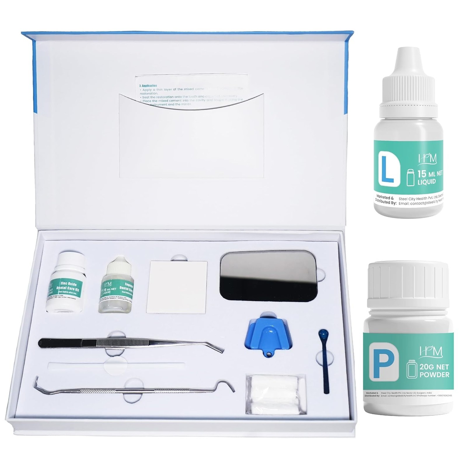 Dental Cement Kit Zinc Oxide Eugenol for Crown Filling Bridge Repair Self Curing