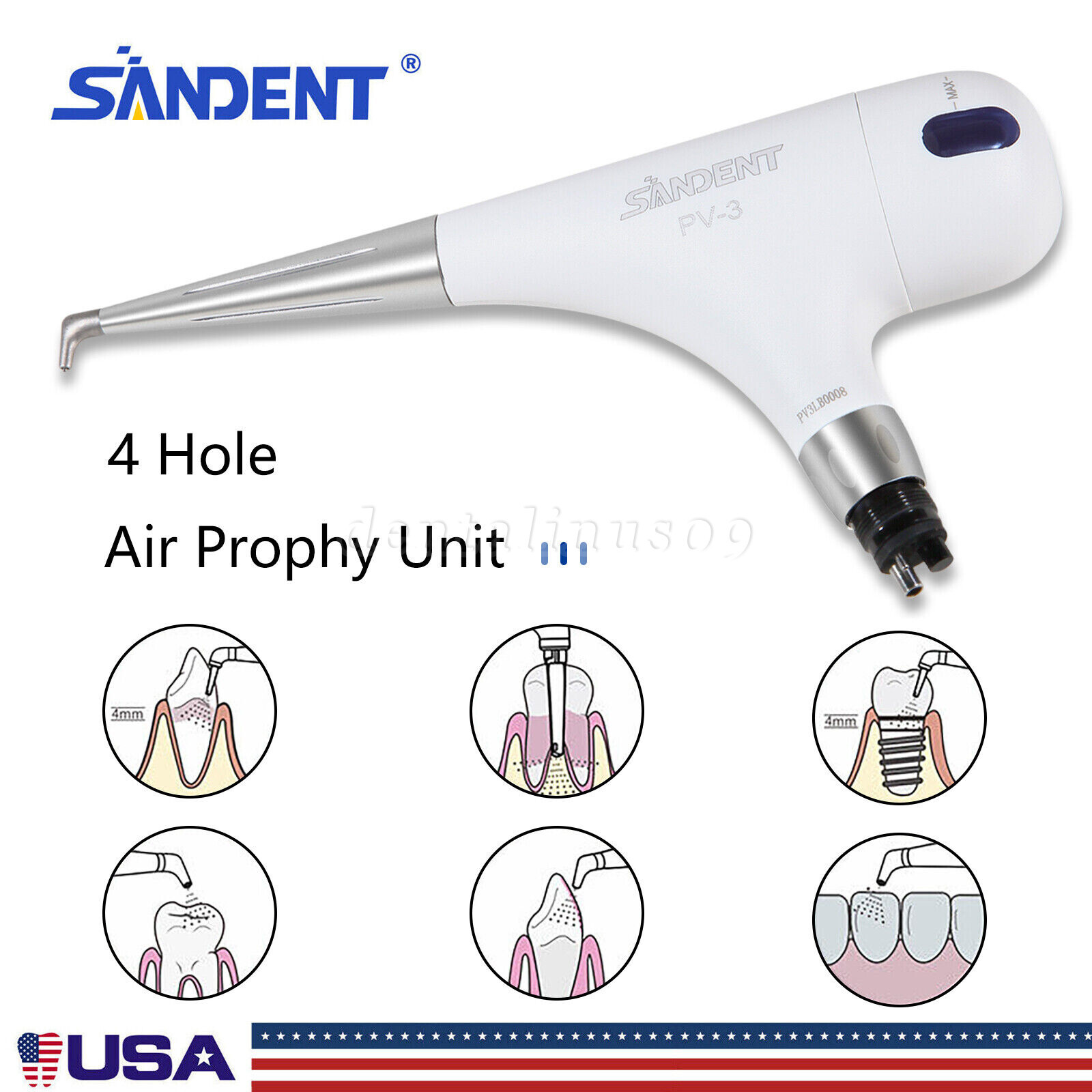 USA Dental Air Flow Teeth Polishing Polisher Handpiece Hygiene Prophy Jet 4 Hole